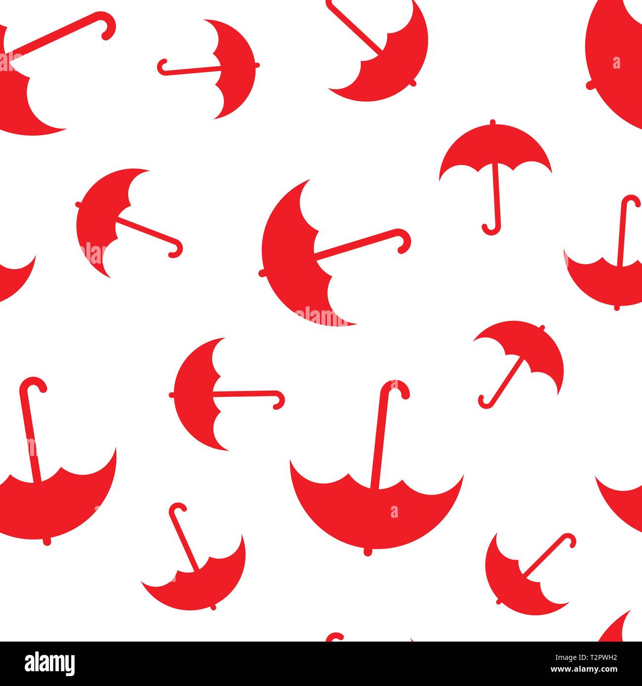 Vector illustration. Red umbrellas seamless pattern on white background ...
