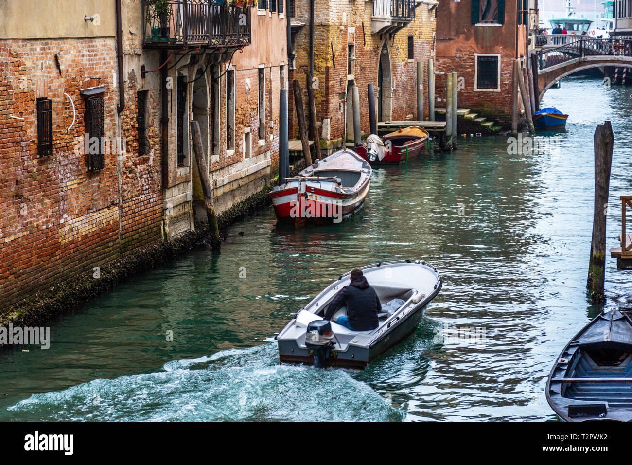 Canal in Venice with traditional old houses, Italy Stock Photo - Alamy
