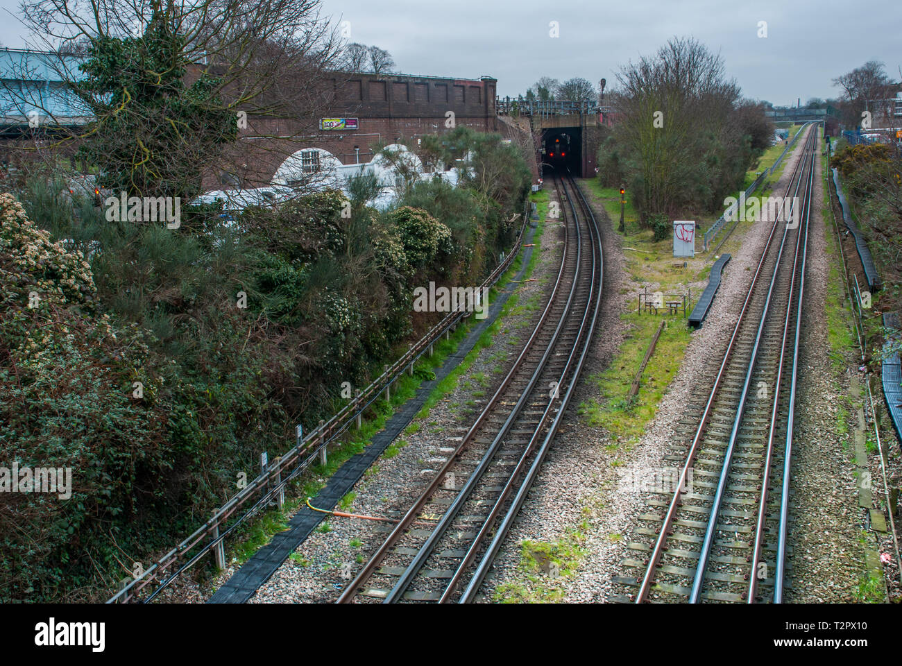 Train route in Chiswick, London Stock Photo - Alamy