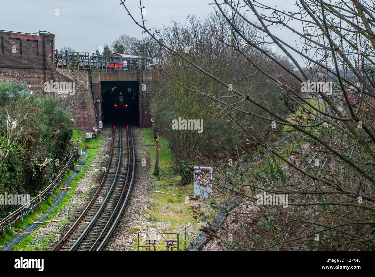 Train route in Chiswick, London Stock Photo - Alamy