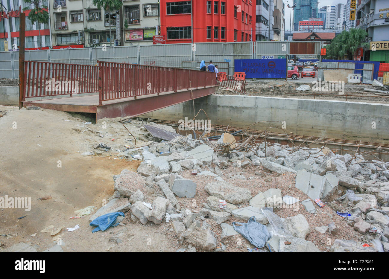 Redevelopment of the Segget River along Jalan Wong Ah Fook, Johor Bahru, Malaysia Stock Photo