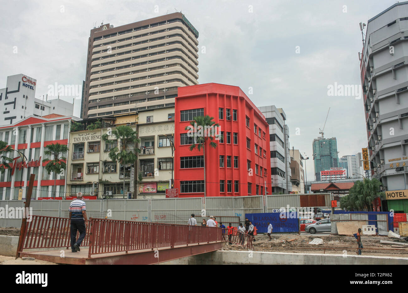 Redevelopment of the Segget River along Jalan Wong Ah Fook, Johor Bahru, Malaysia Stock Photo