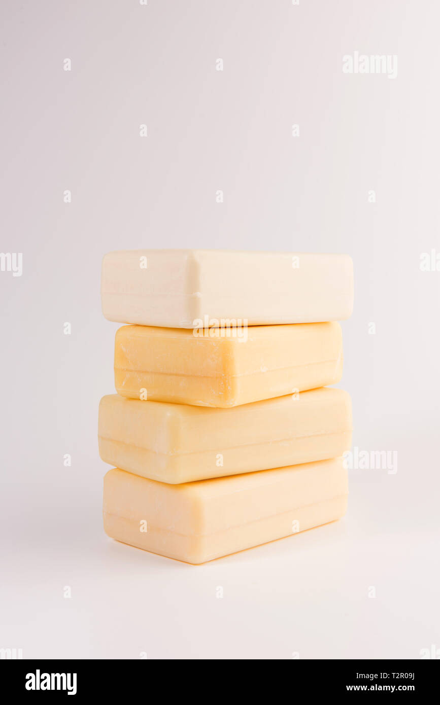 Stack of soap bars isolated on white background Stock Photo - Alamy