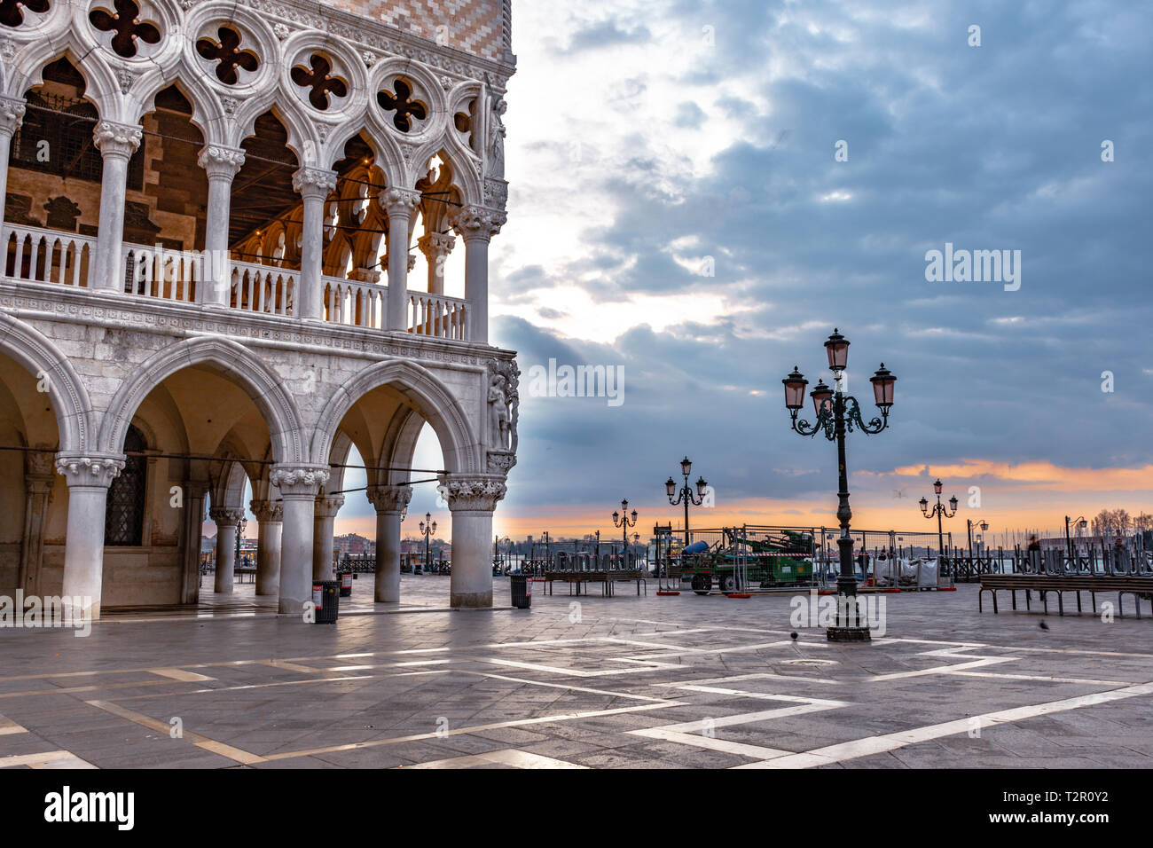 Doge's Palace in Piazza San Marco in Venice at sunrise, Italy Stock Photo