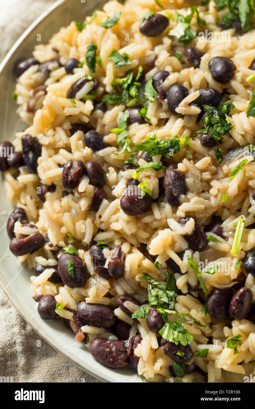 Homemade Mexican Black Beans and Rice with Cilantro Stock Photo Alamy