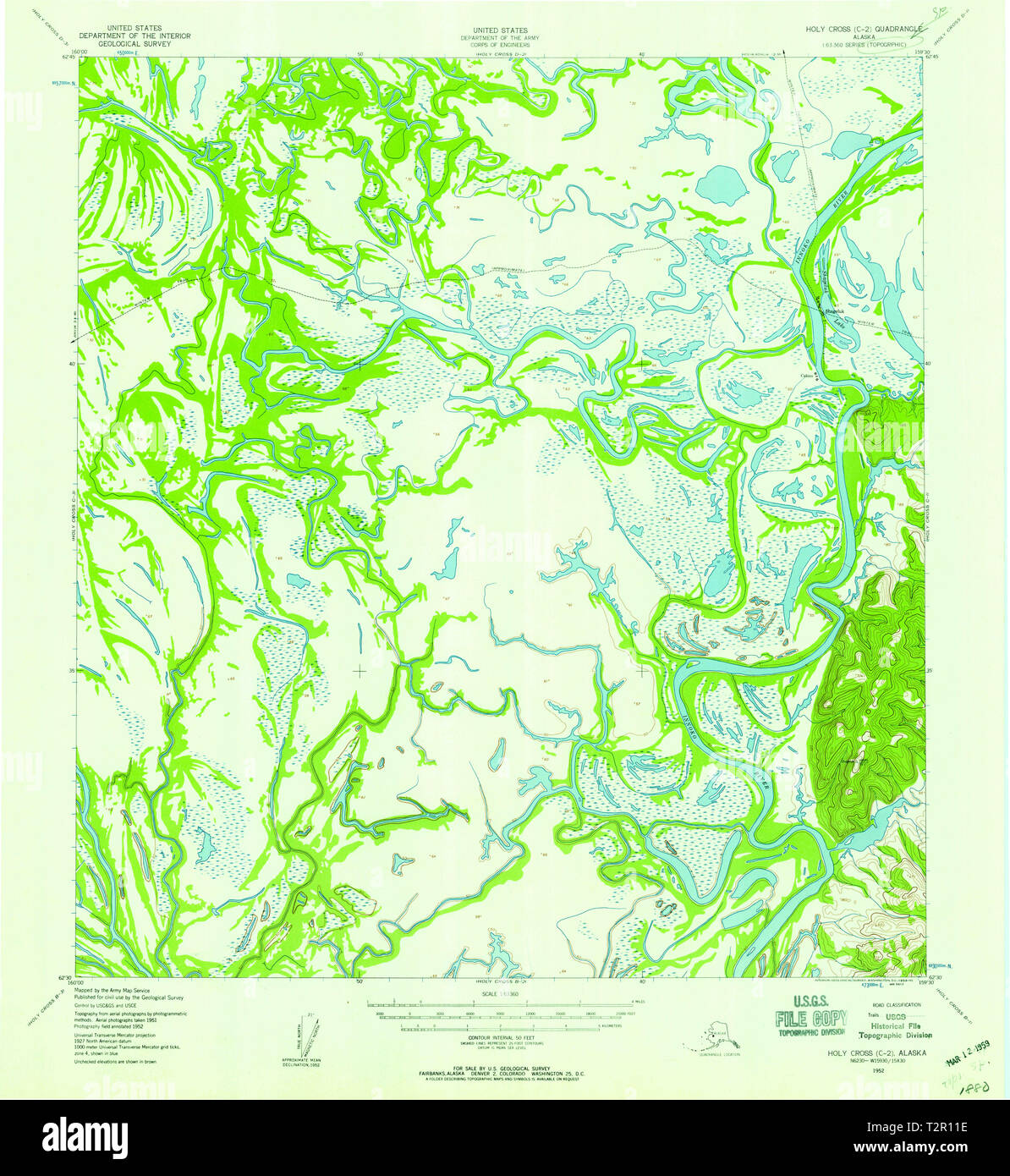 USGS TOPO Map Alaska AK Holy Cross - Usgs Topo Map Alaska Ak Holy Cross C 2 356043 1952 63360 Restoration T2R11E