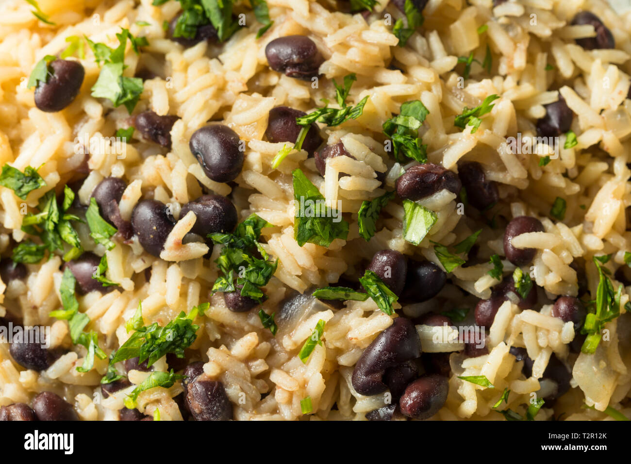 Homemade Mexican Black Beans and Rice with Cilantro Stock Photo Alamy