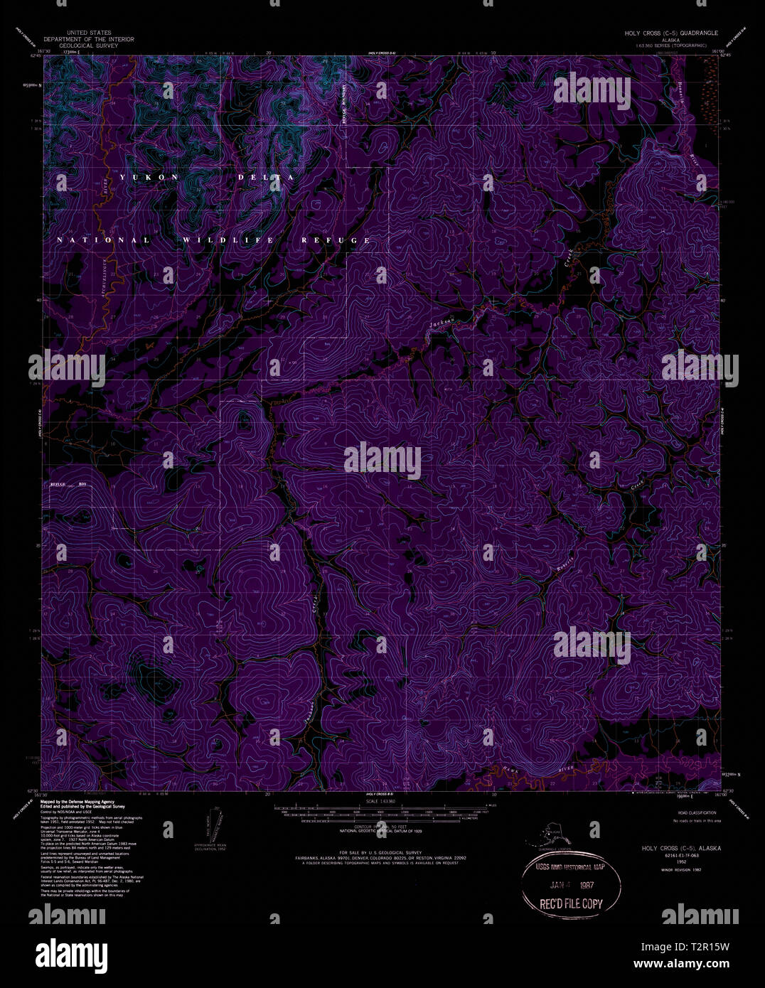 USGS TOPO Map Alaska AK Holy Cross - Usgs Topo Map Alaska Ak Holy Cross C 5 356052 1952 63360 Inverted Restoration T2R15W
