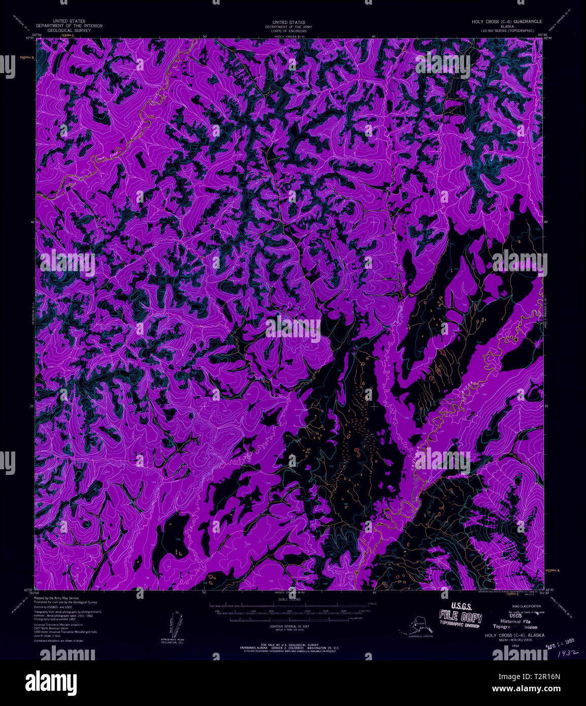 USGS TOPO Map Alaska AK Holy Cross - Usgs Topo Map Alaska Ak Holy Cross C 6 356053 1952 63360 Inverted Restoration T2R16N