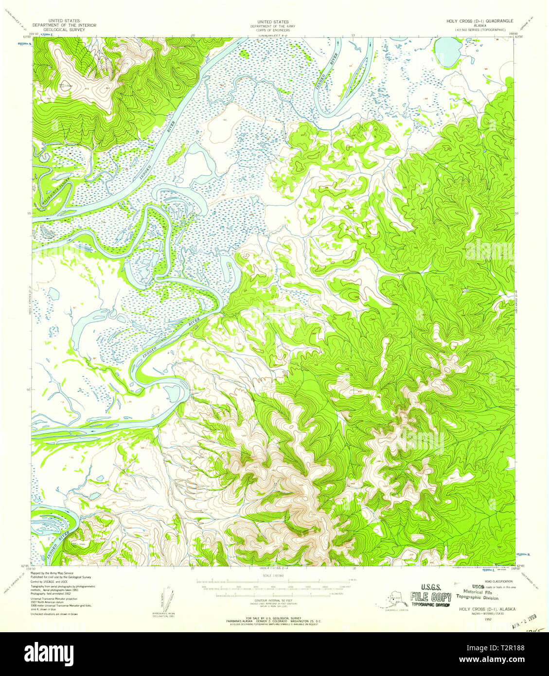 USGS TOPO Map Alaska AK Holy Cross - Usgs Topo Map Alaska Ak Holy Cross D 1 356055 1952 63360 Restoration T2R188 