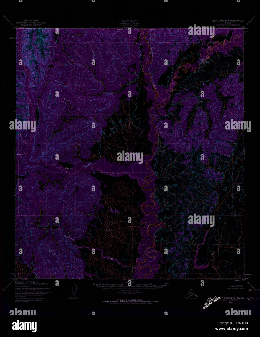 USGS TOPO Map Alaska AK Holy Cross - Usgs Topo Map Alaska Ak Holy Cross D 4 356062 1952 63360 Inverted Restoration T2R1DB