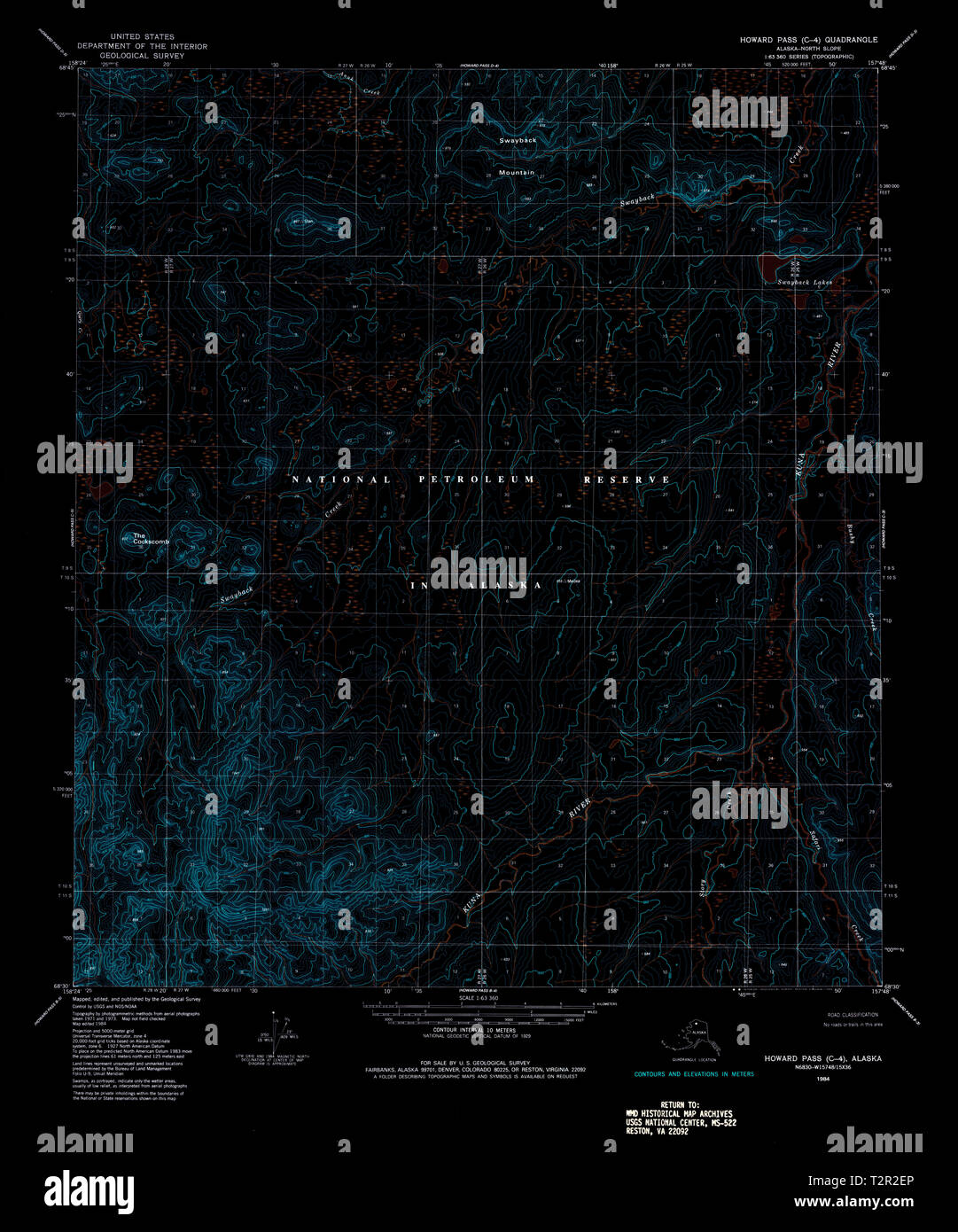 USGS TOPO Map Alaska AK Howard - Usgs Topo Map Alaska Ak Howard Pass C 4 356104 1984 63360 Inverted Restoration T2R2EP