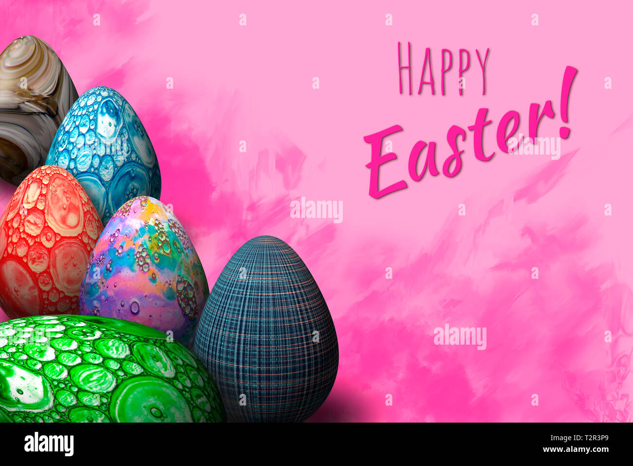 Happy Easter, paschal greeting card with 3D trendy colorful easter ...