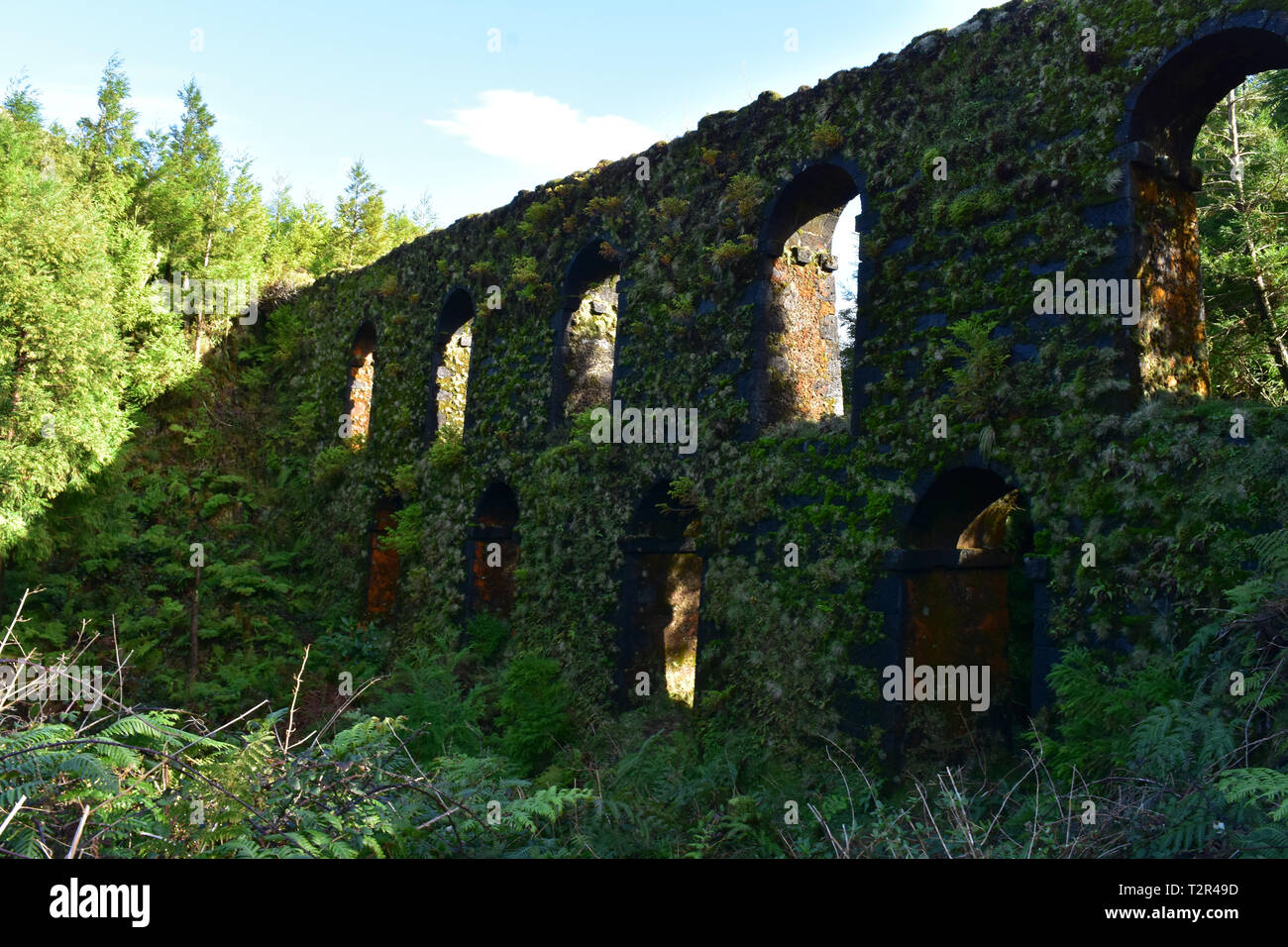 An attractive view of an aqueduct in Sete Cidades in the Azores. Stock Photo