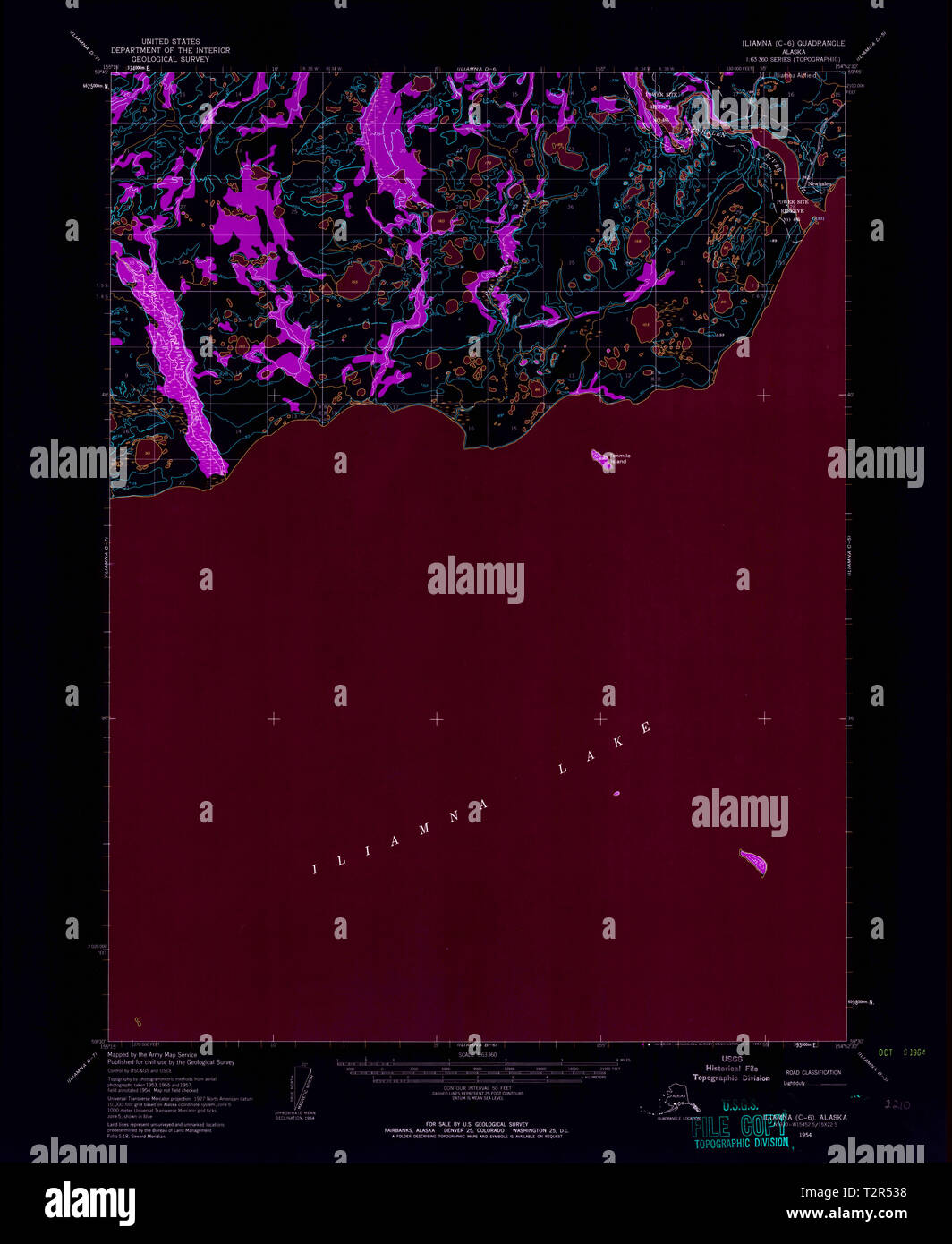 USGS TOPO Map Alaska AK Iliamna - Usgs Topo Map Alaska Ak Iliamna C 6 356272 1954 63360 Inverted Restoration T2R538