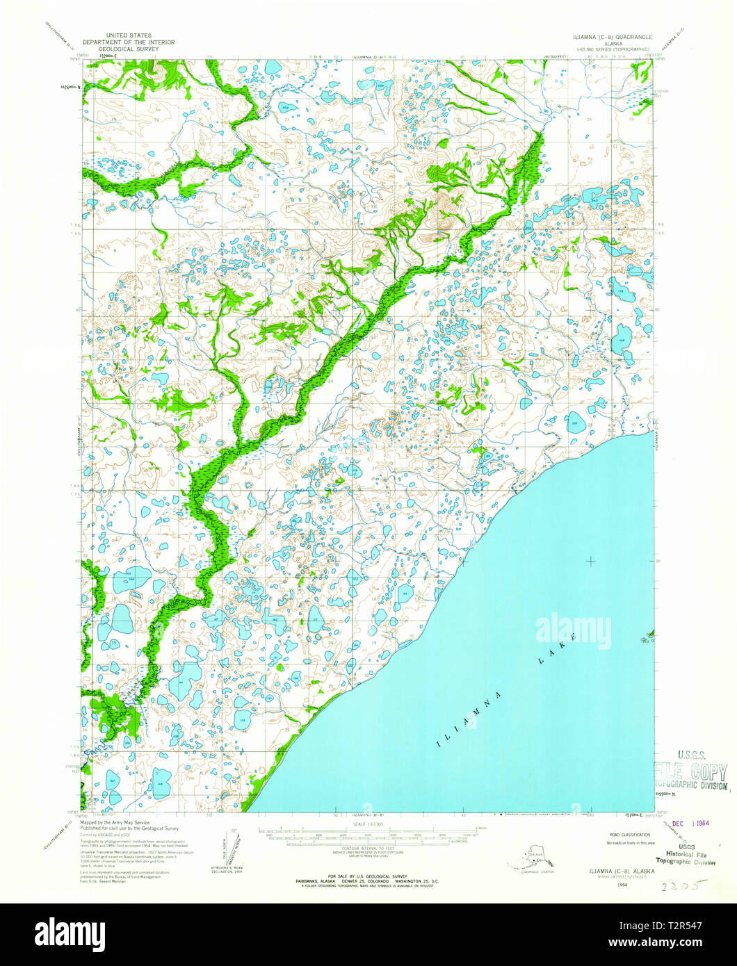 USGS TOPO Map Alaska AK Iliamna - Usgs Topo Map Alaska Ak Iliamna C 8 356275 1954 63360 Restoration T2R547