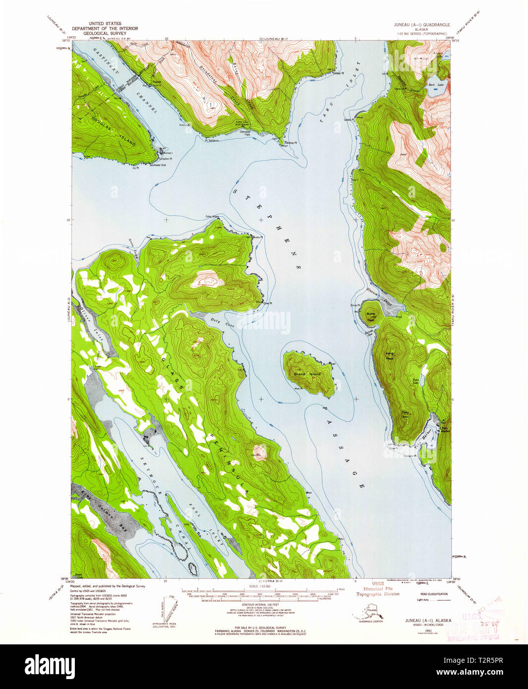USGS TOPO Map Alaska AK Juneau - Usgs Topo Map Alaska Ak Juneau A 1 356295 1951 63360 Restoration T2R5PR