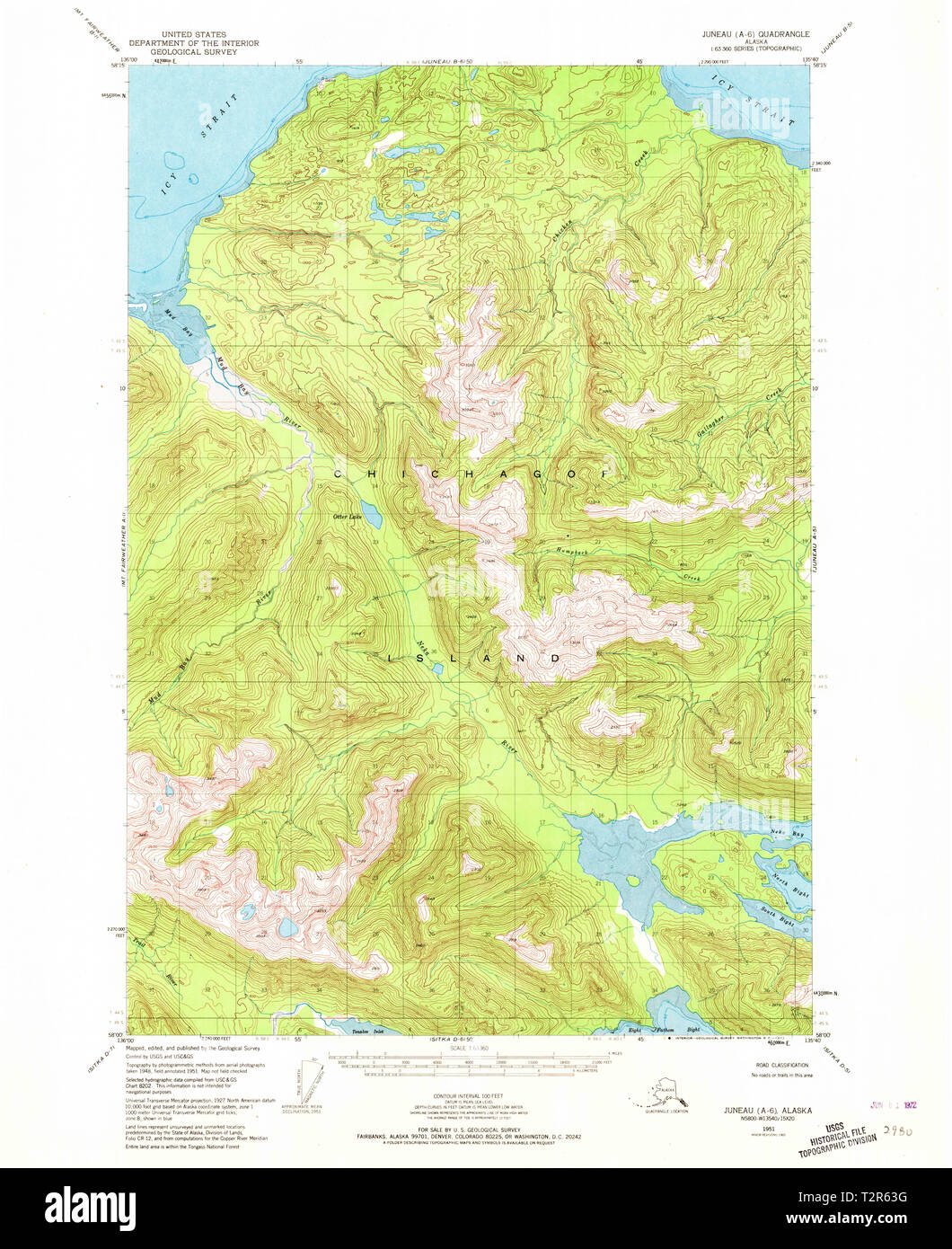 USGS TOPO Map Alaska AK Juneau - Usgs Topo Map Alaska Ak Juneau A 6 356319 1951 63360 Restoration T2R63G 