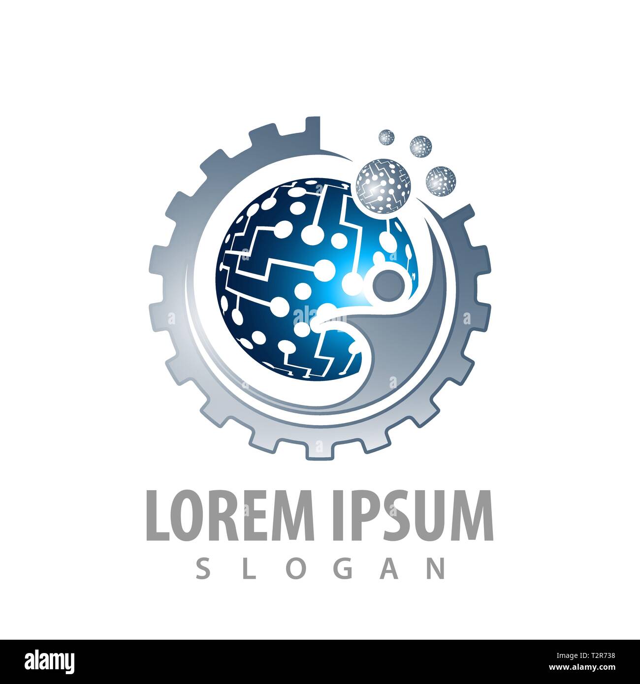 Digital technology people gear concept design. Symbol graphic template element Stock Vector
