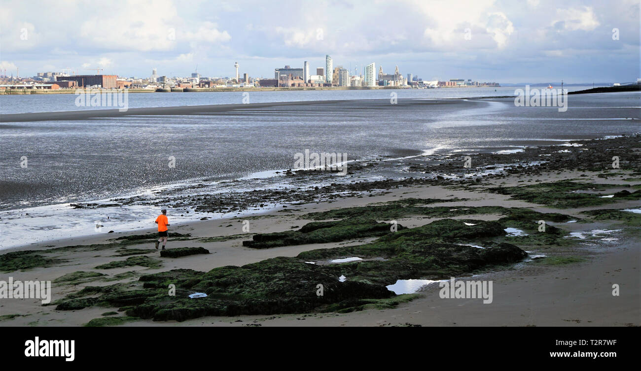 View Of Liverpool From New Brighton Stock Photo Alamy