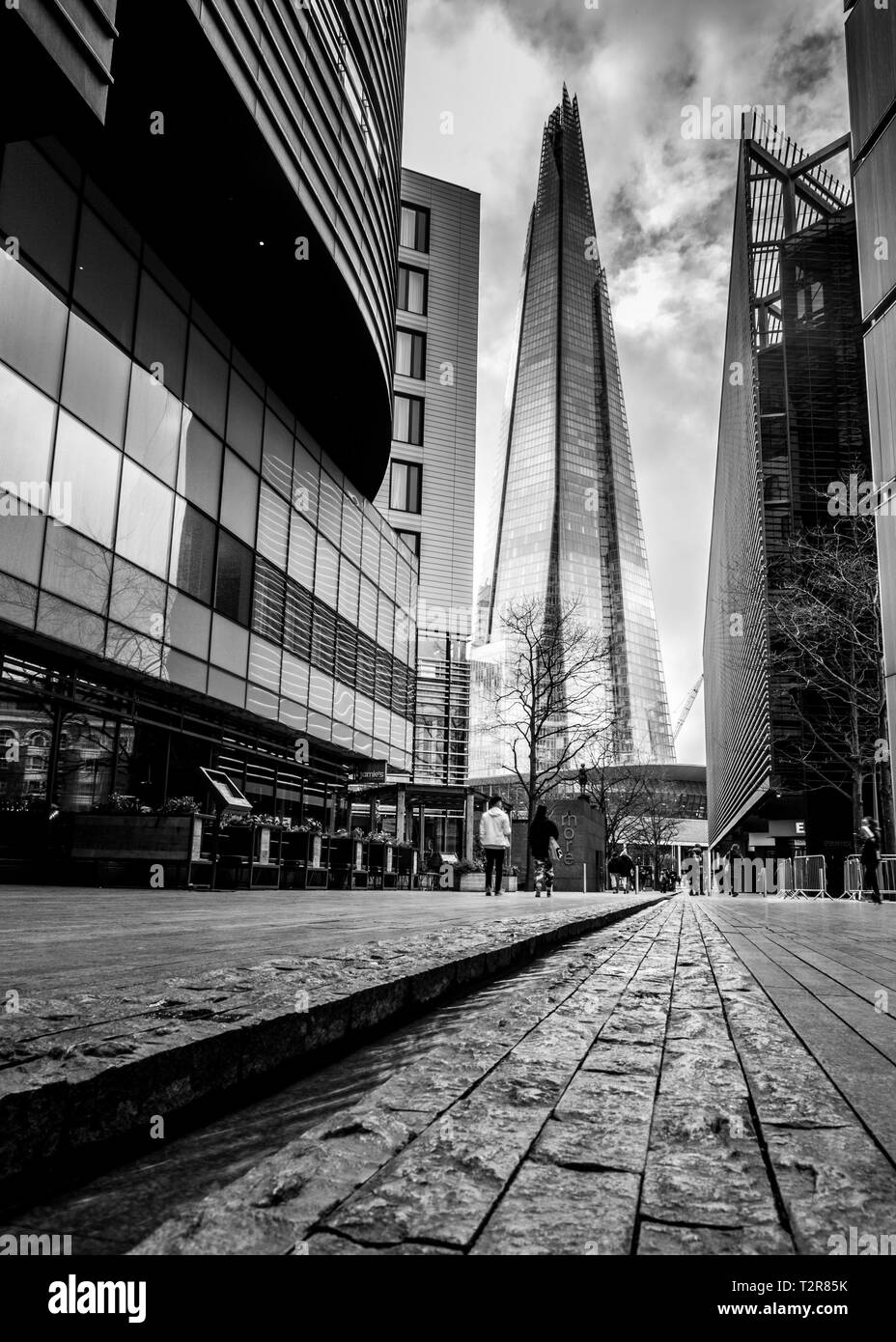 The stunning glass Shard building in London is still the tallest building in Europe minus Russia. Stock Photo
