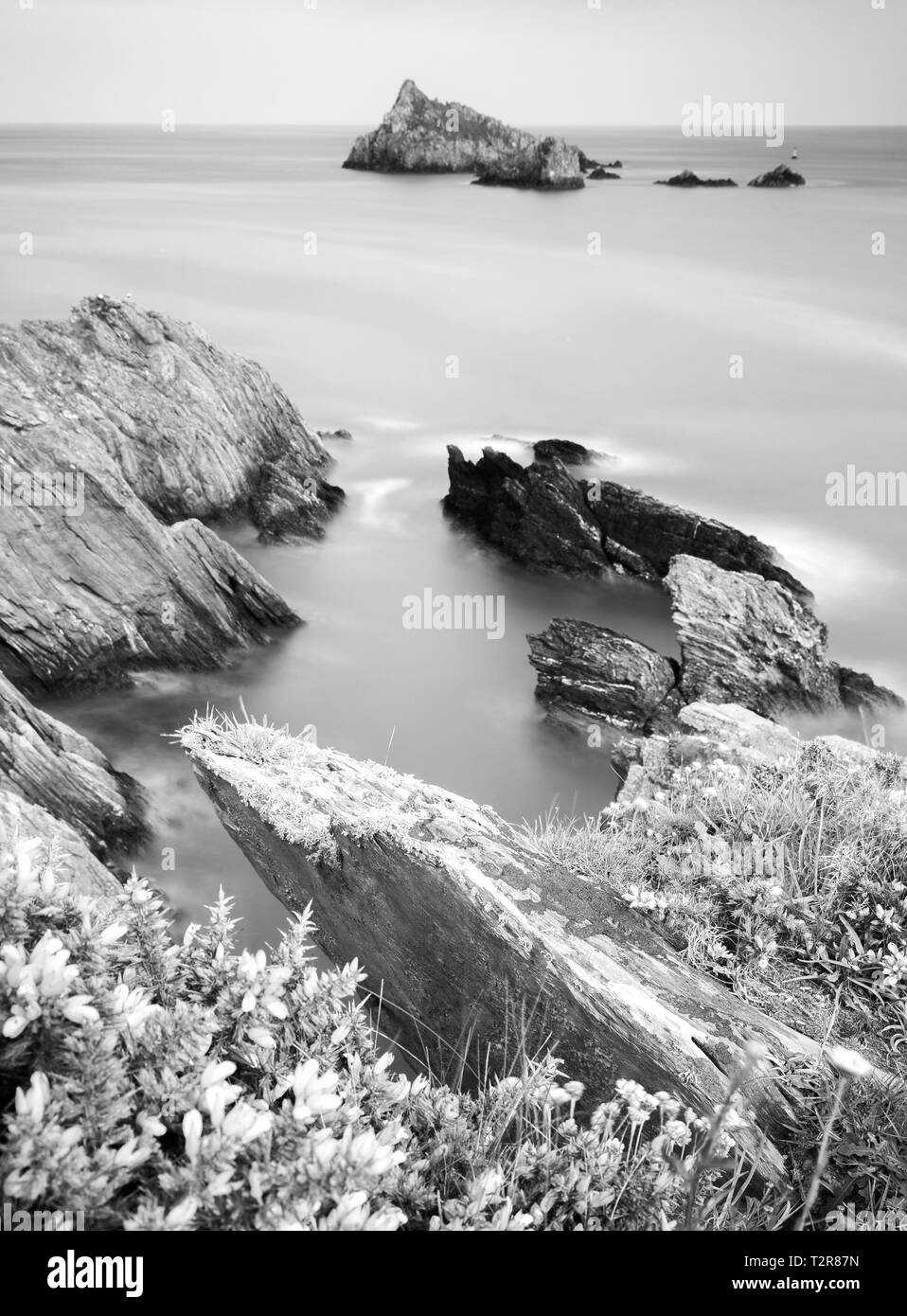 A long exposure at Froward point on Devons South Hams Stock Photo - Alamy