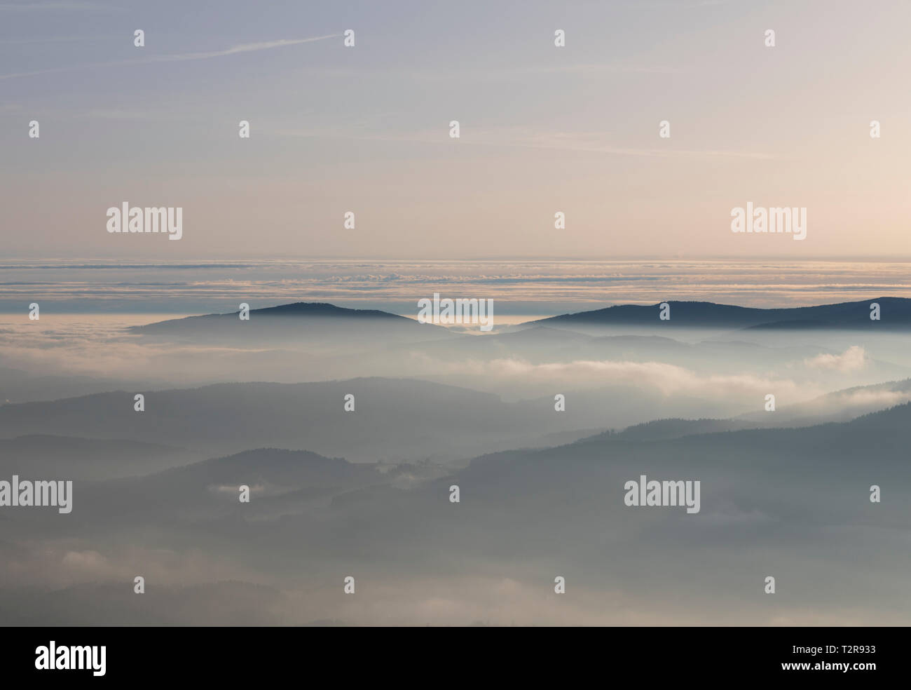 Fog above clouds sunset clouds fog inversion hi-res stock photography ...
