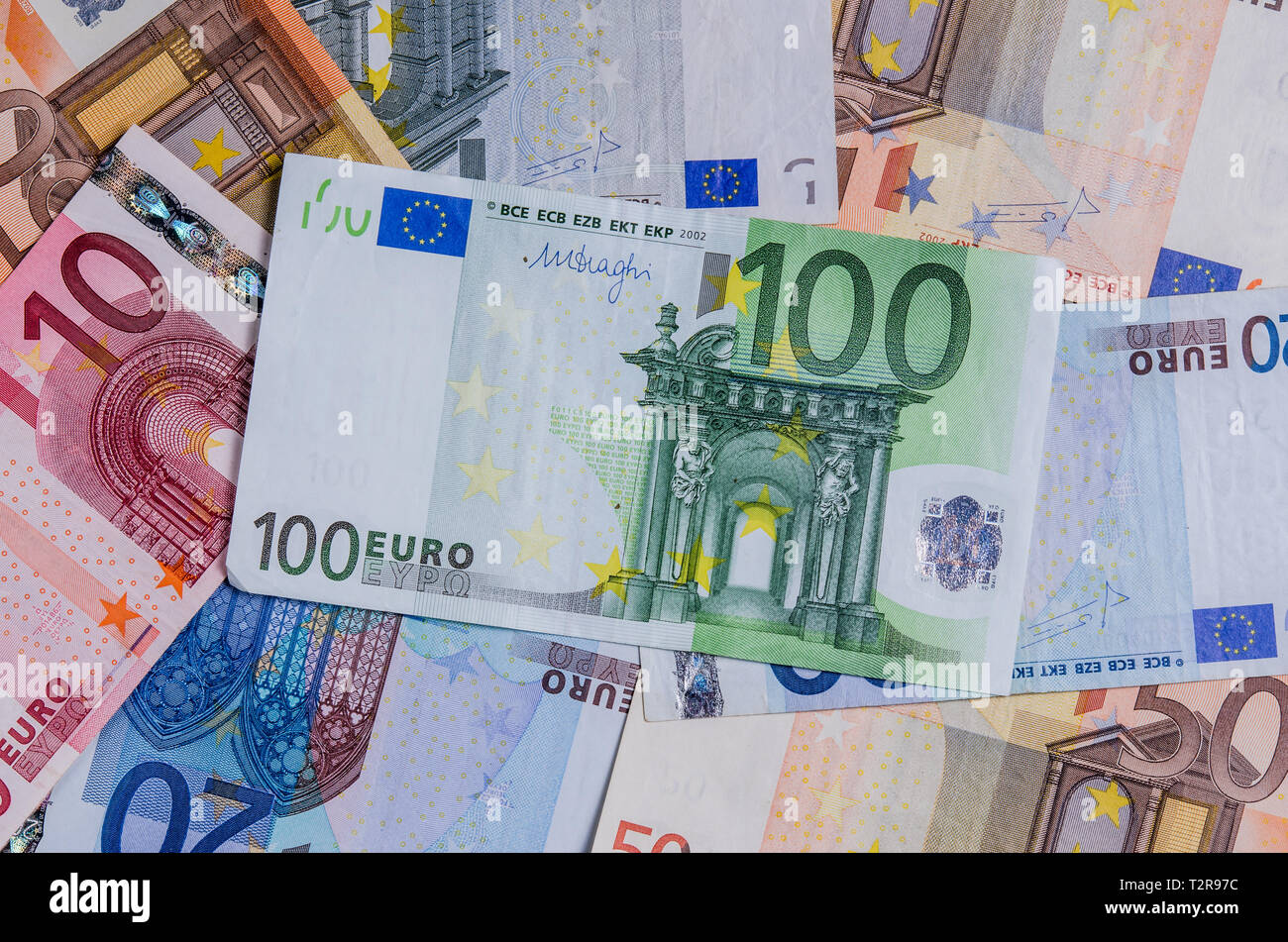 Euro banknotes from the first series of various denominations Stock ...