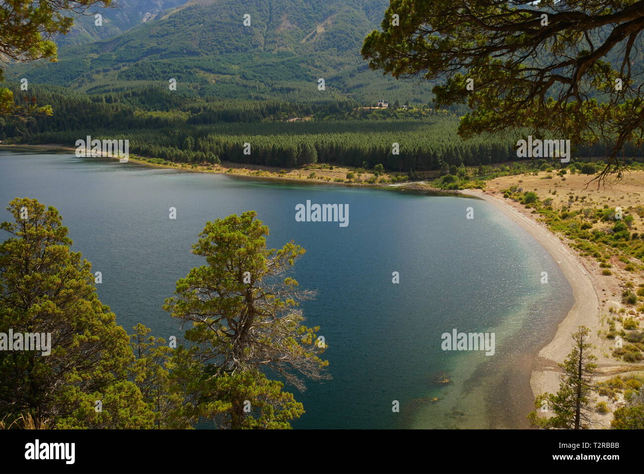 Filo Hua Hum Lake in National Park Lanís, Patagonia Argentina Stock Photo