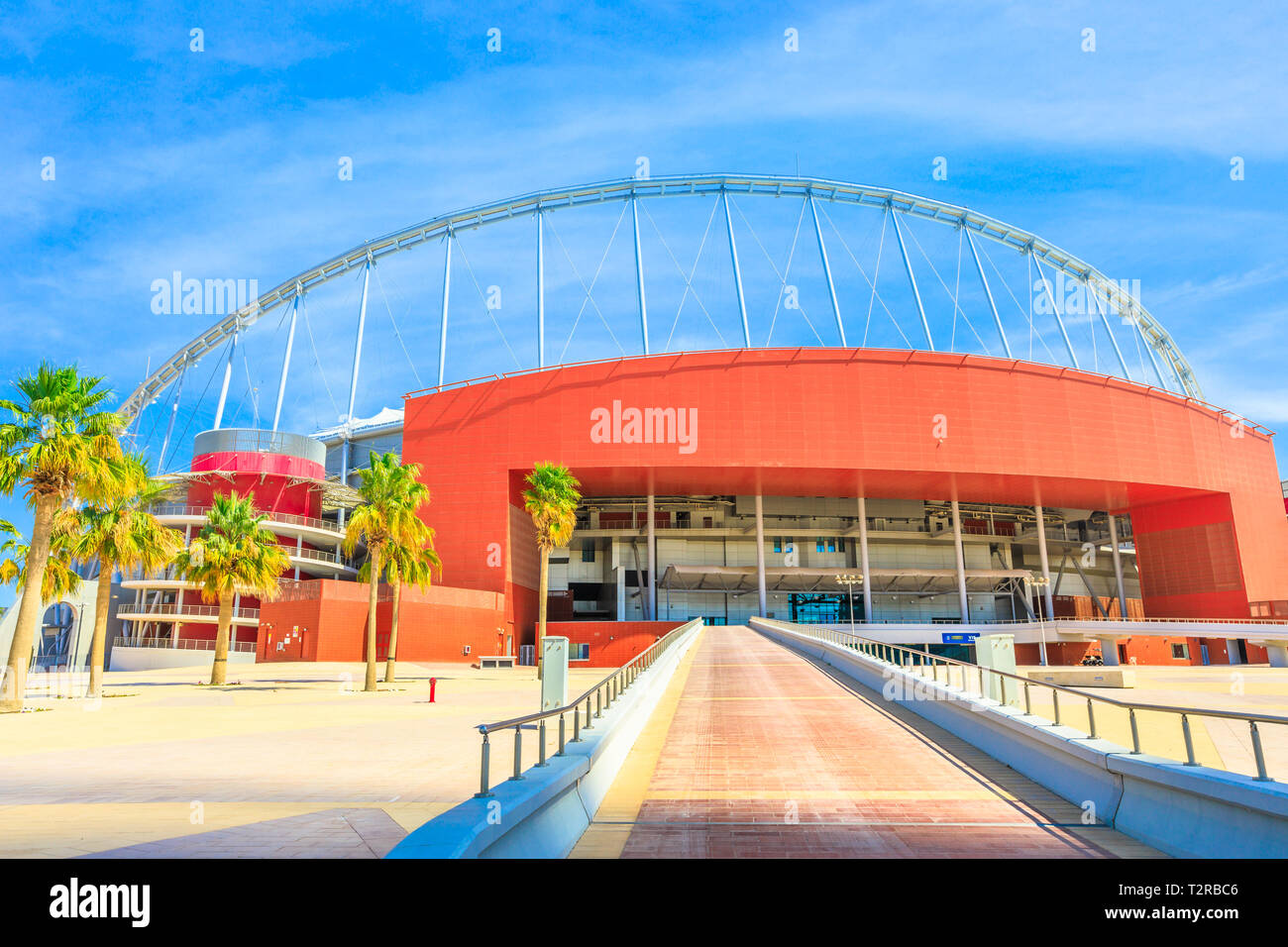 Doha, Qatar February 21, 2019 entrance of Khalifa National Stadium