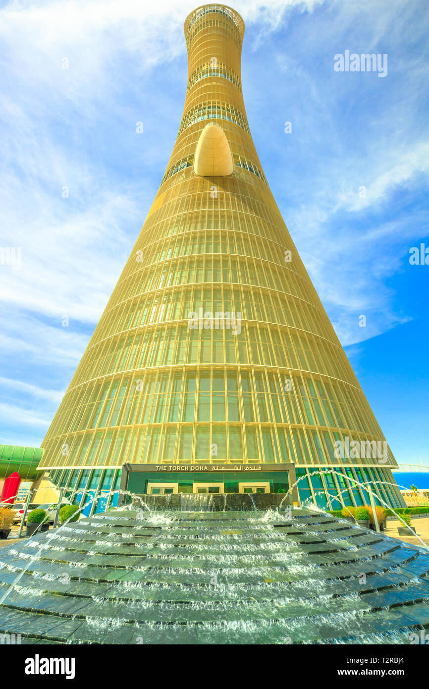Doha, Qatar February 21, 2019 Aspire Tower or The Torch Doha