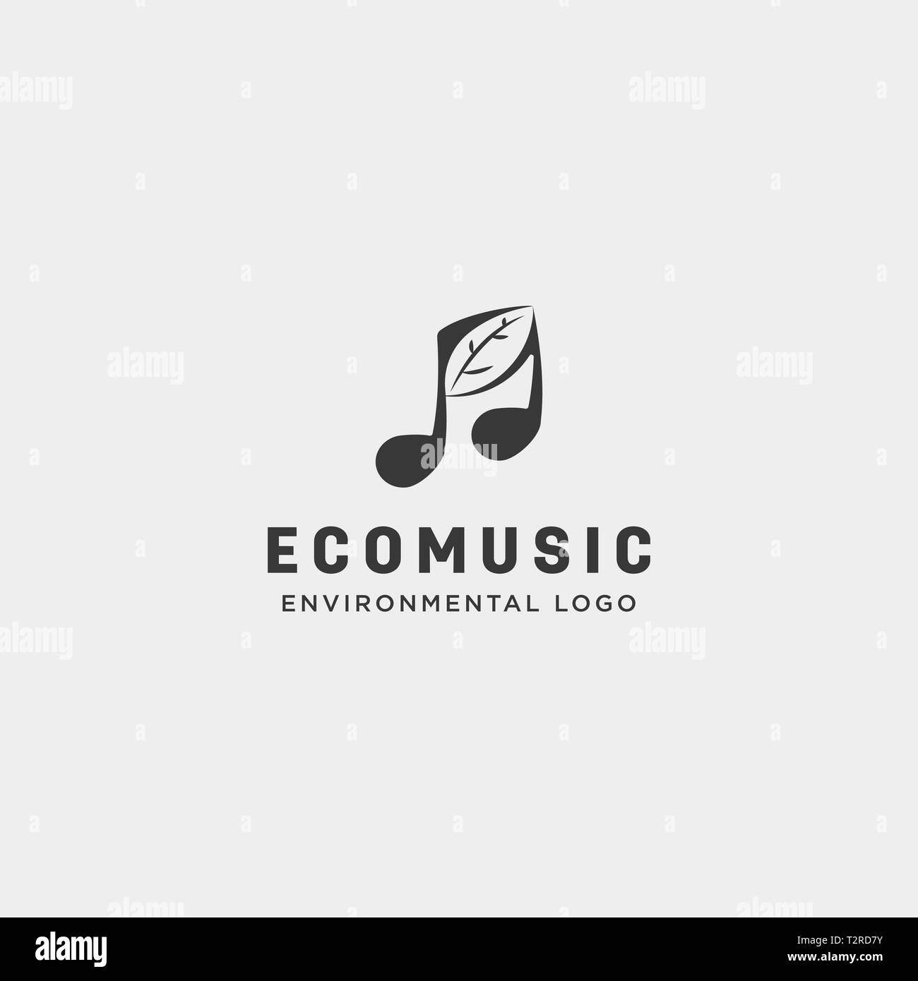 music symbol leaf nature simple logo template vector illustration icon