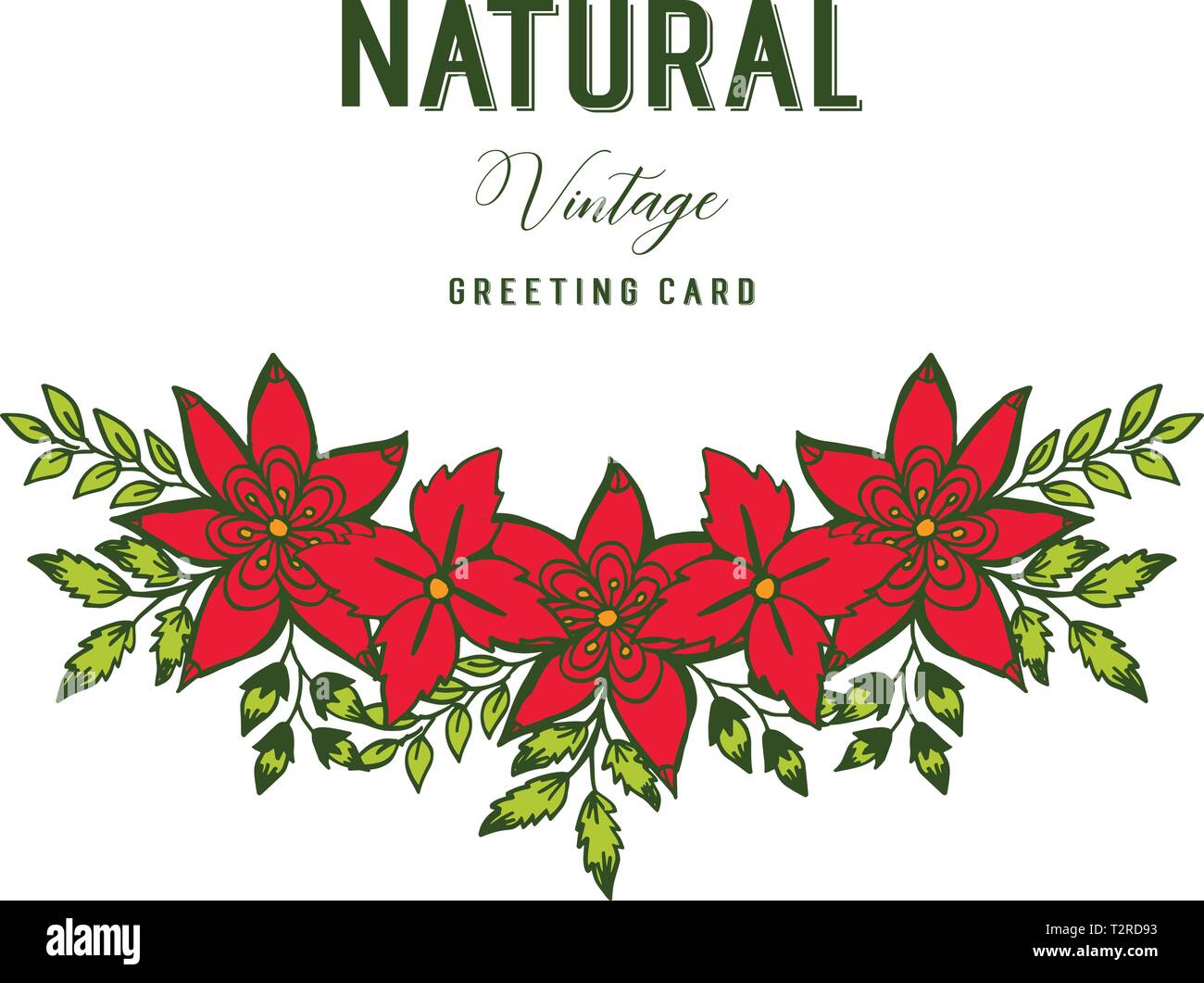 Vector illustration shape natural vintage with pattern red flower frame ...