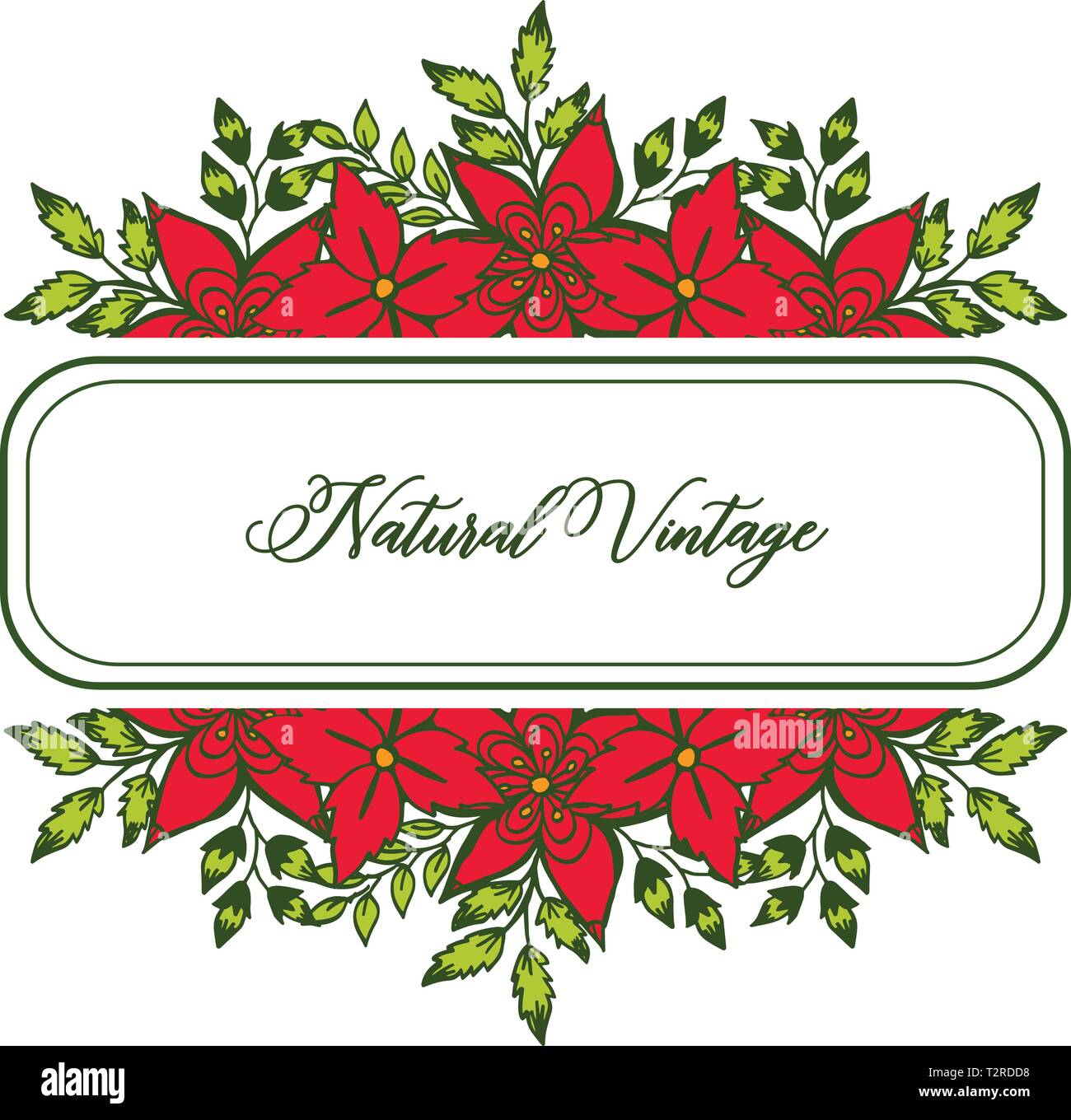 Vector illustration greeting card natural vintage with crowd red flower ...