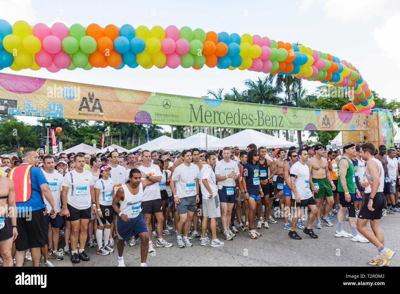 Miami Florida,Bayfront Park,Mercedes Benz Miami Corporate Run,race,community charity runners,employee worker workers working staff,co workers,starting Stock Photo