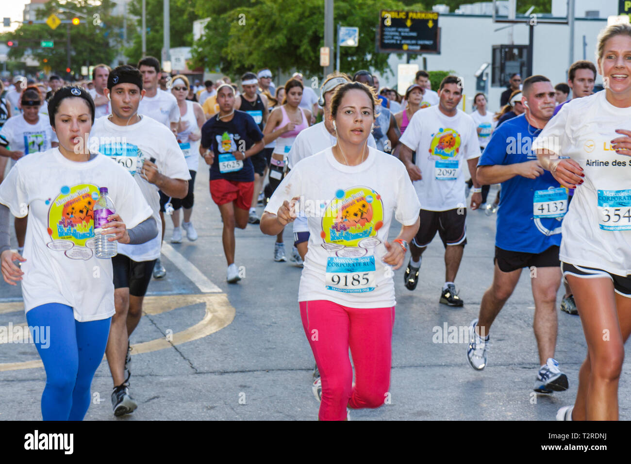 Miami Florida,Bayfront Park,Mercedes Benz Miami Corporate Run,community charity event,runners,servers employee employees worker workers working job jo Stock Photo