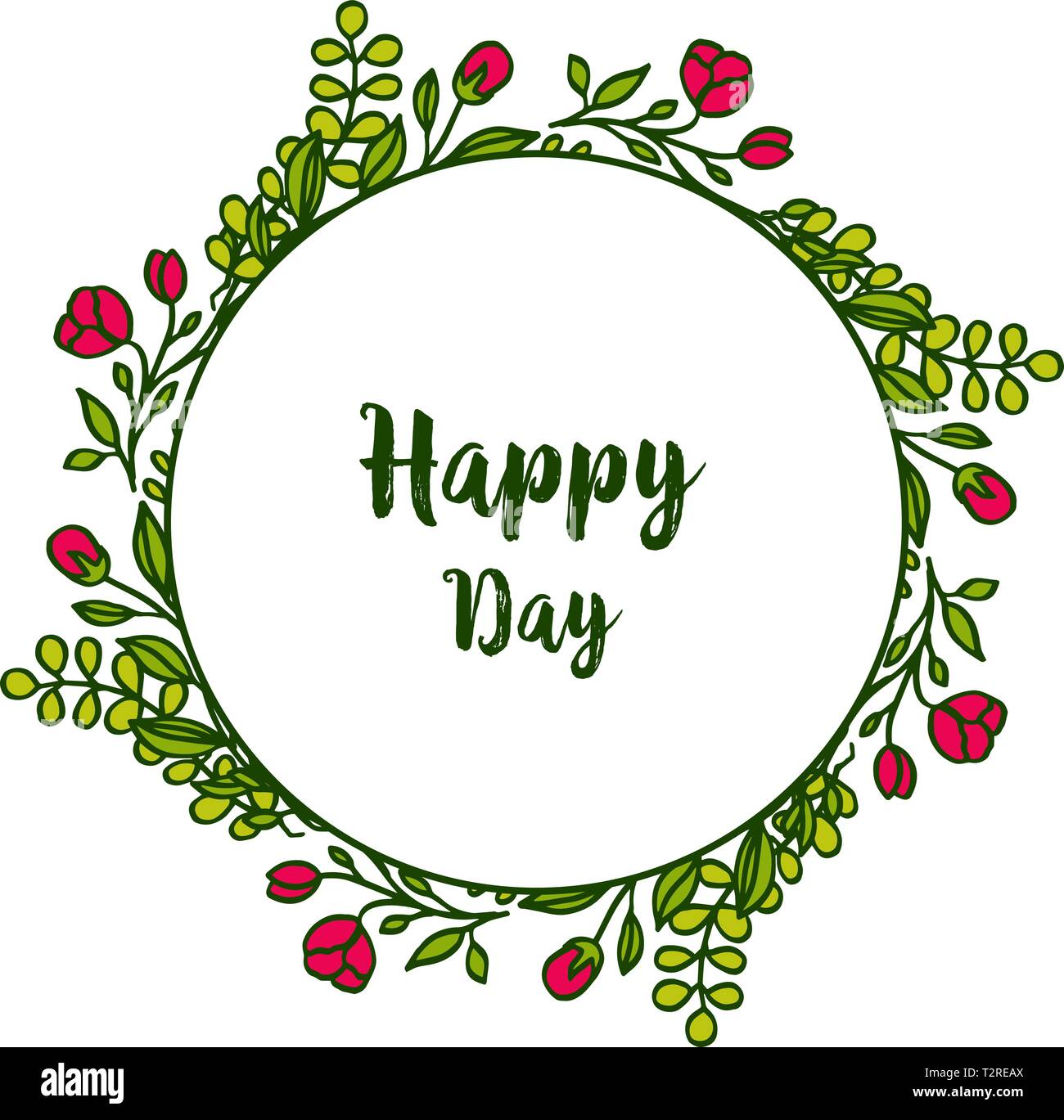 Vector illustration various style flower frame for lettering happy day ...