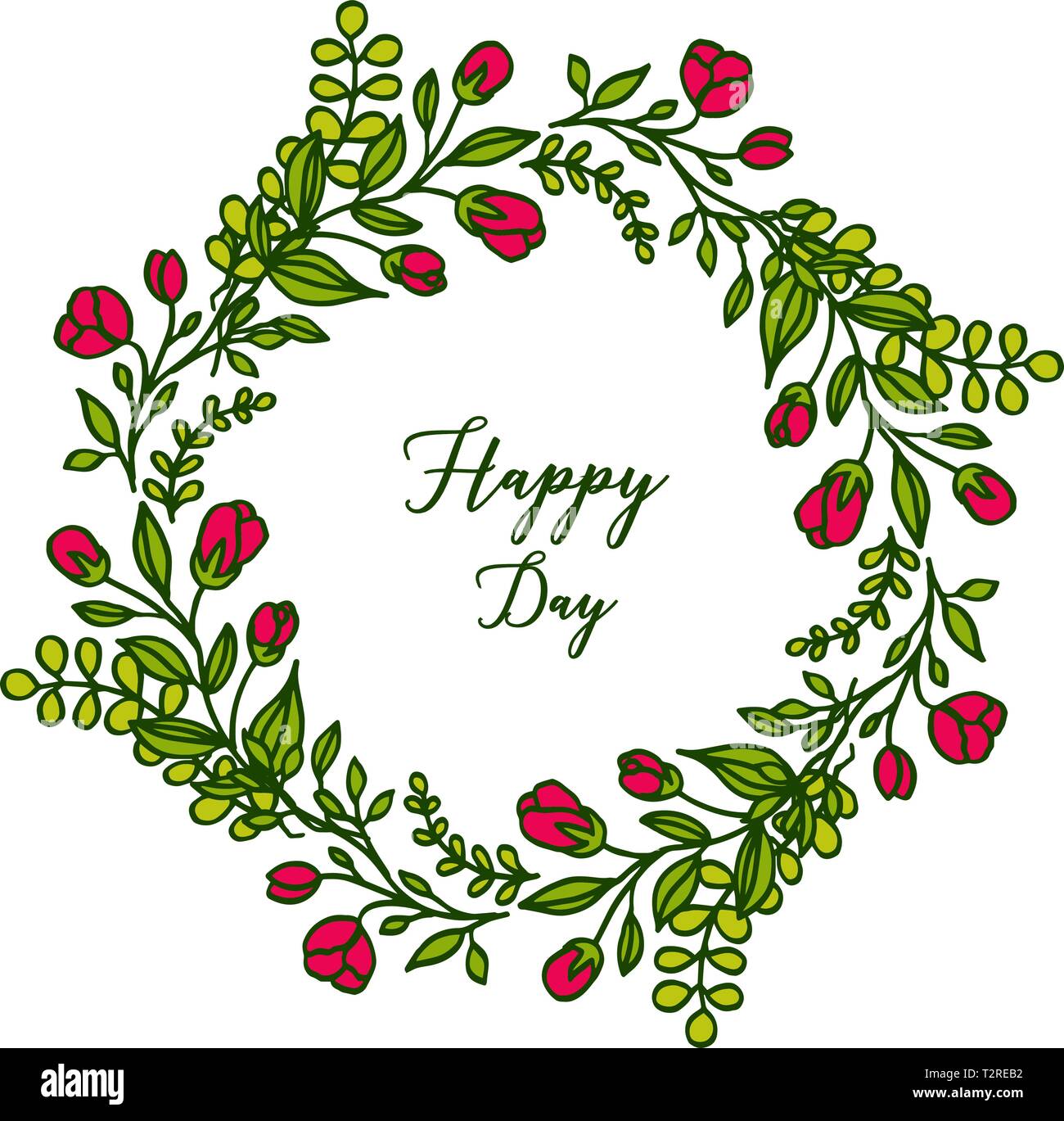 Vector illustration various style flower frame for lettering happy day ...