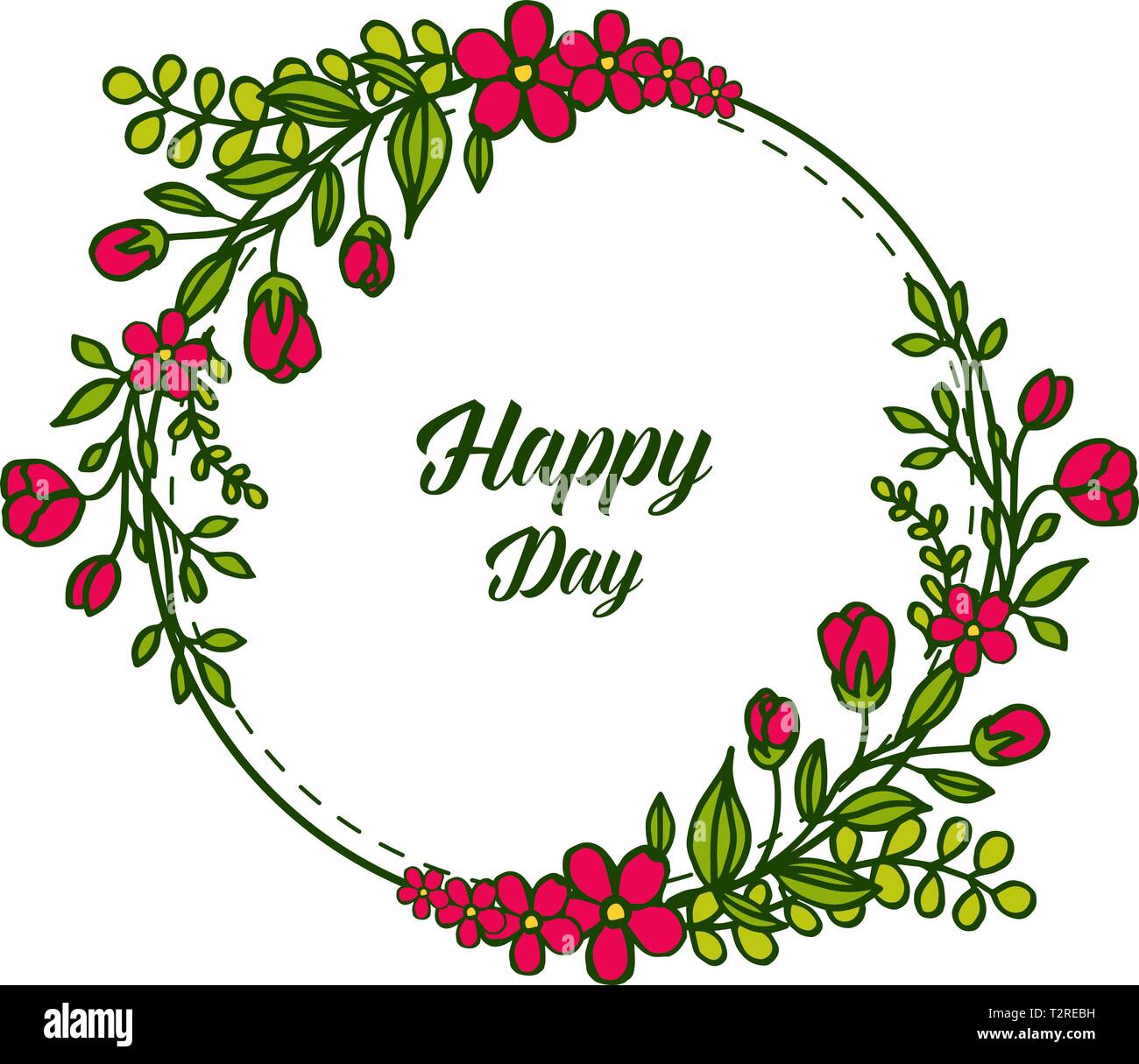 Vector illustration various style flower frame for lettering happy day ...