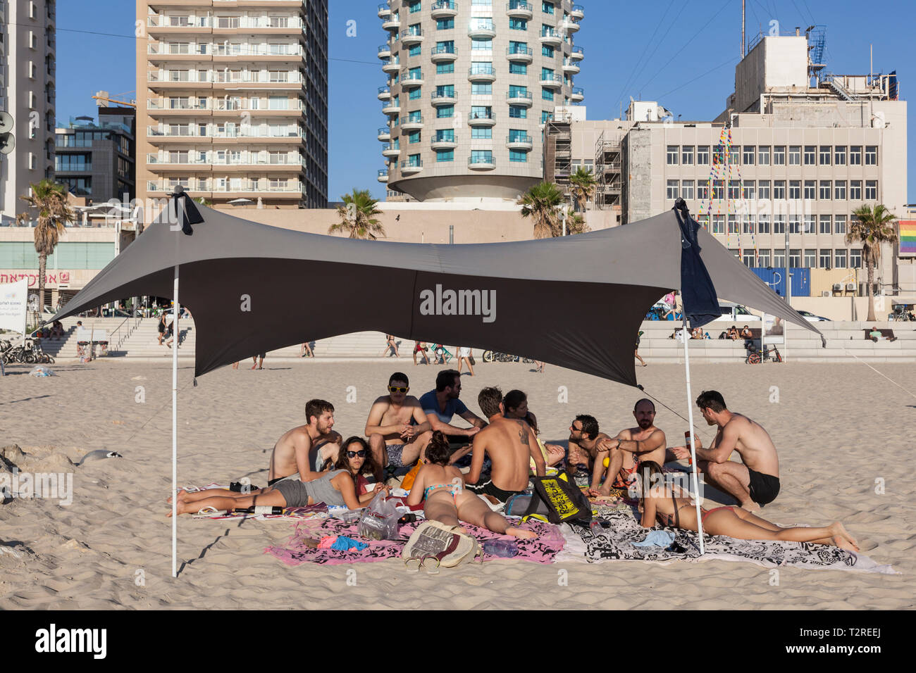 tel aviv beachfront, Israel Stock Photo