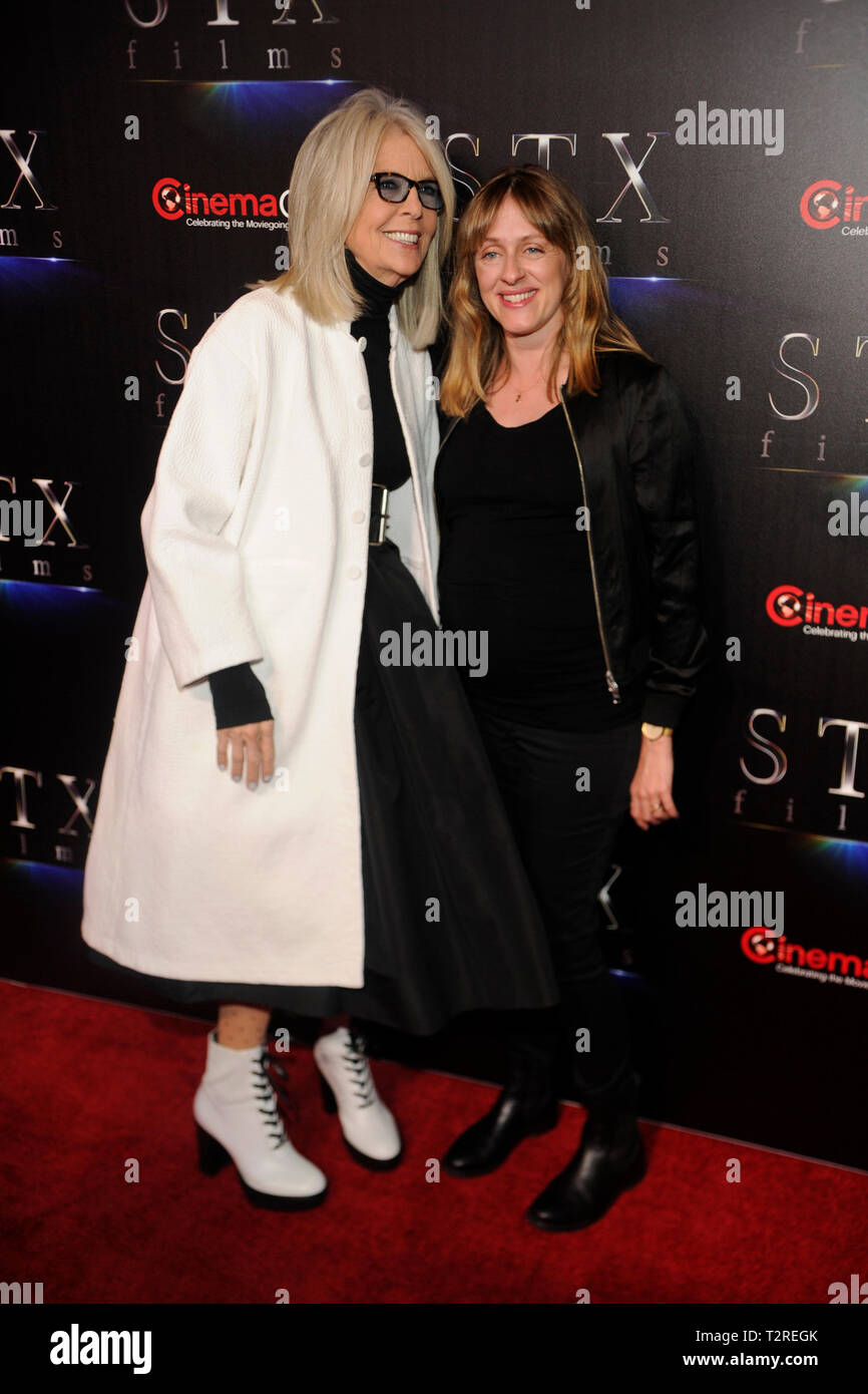(L-R) Actress Diane Keaton and director Zara Hayes arrive at the STXfilms  presentation red carpet for CinemaCon's "The State Of The Industry: Past,  Present and Future" at The Colosseum at Caesars Palace on April 2, 2019 in  Las Vegas, Nevada Stock ...