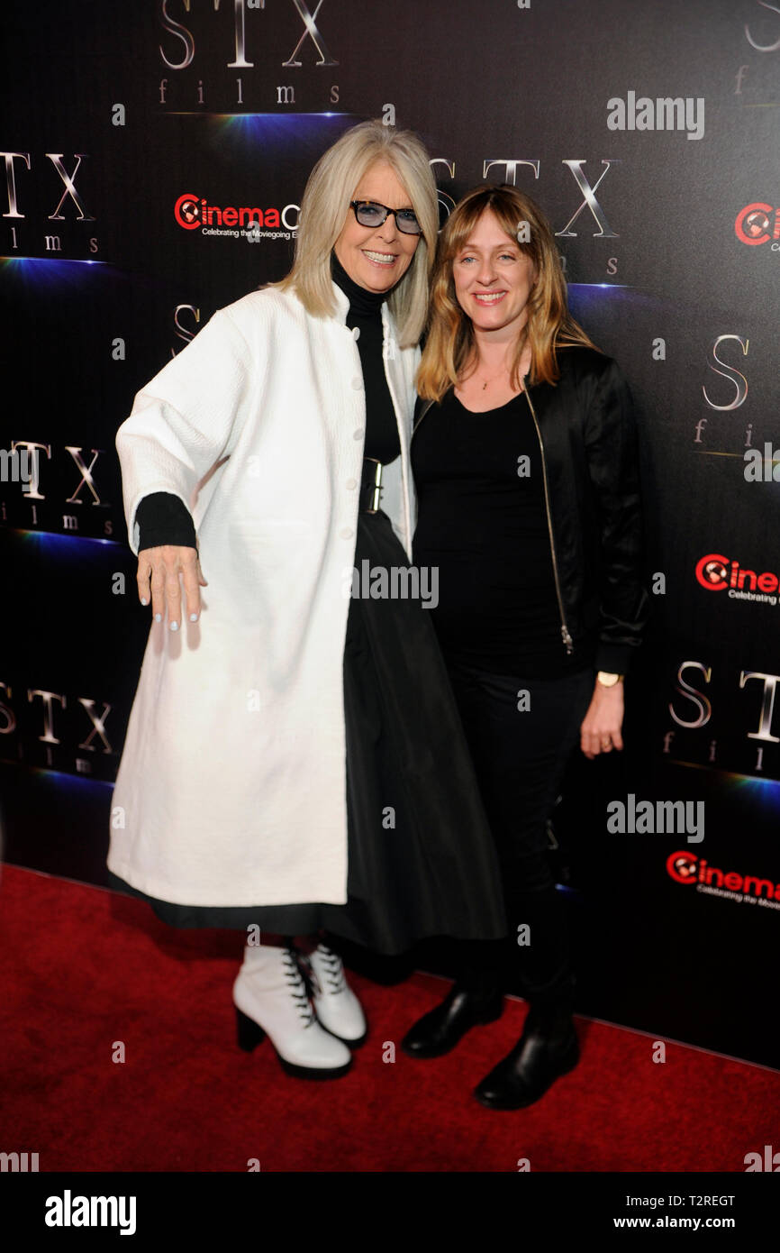 L-R) Actress Diane Keaton and director Zara Hayes arrive at the STXfilms  presentation red carpet for CinemaCon's 