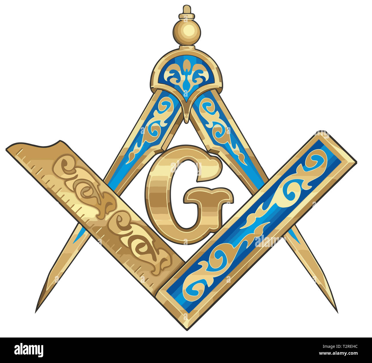 Masonic Tie with Masonic Symbols Square compass NT090 