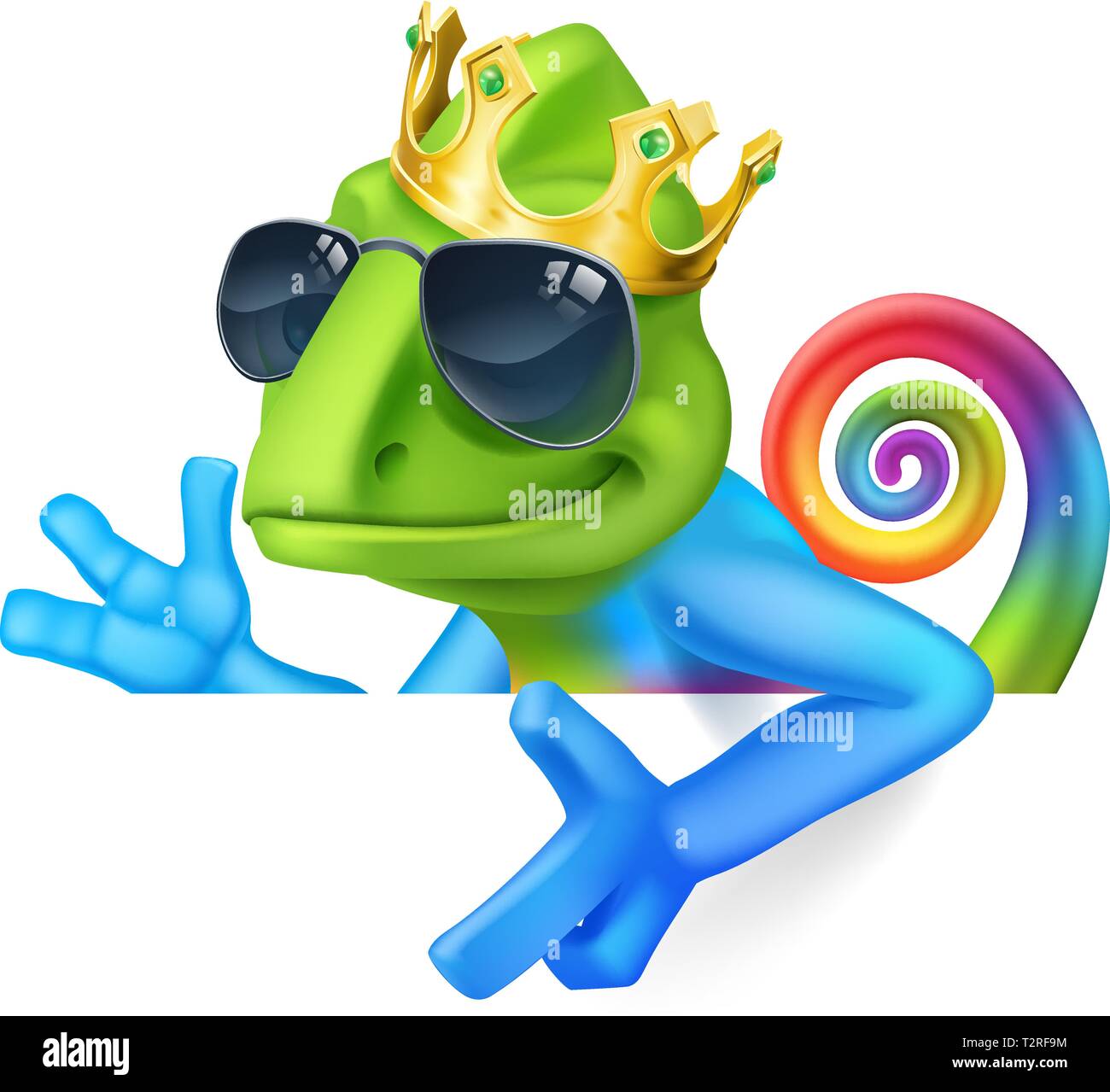 Chameleon Cool King Cartoon Lizard Character Stock Vector Image Art Alamy