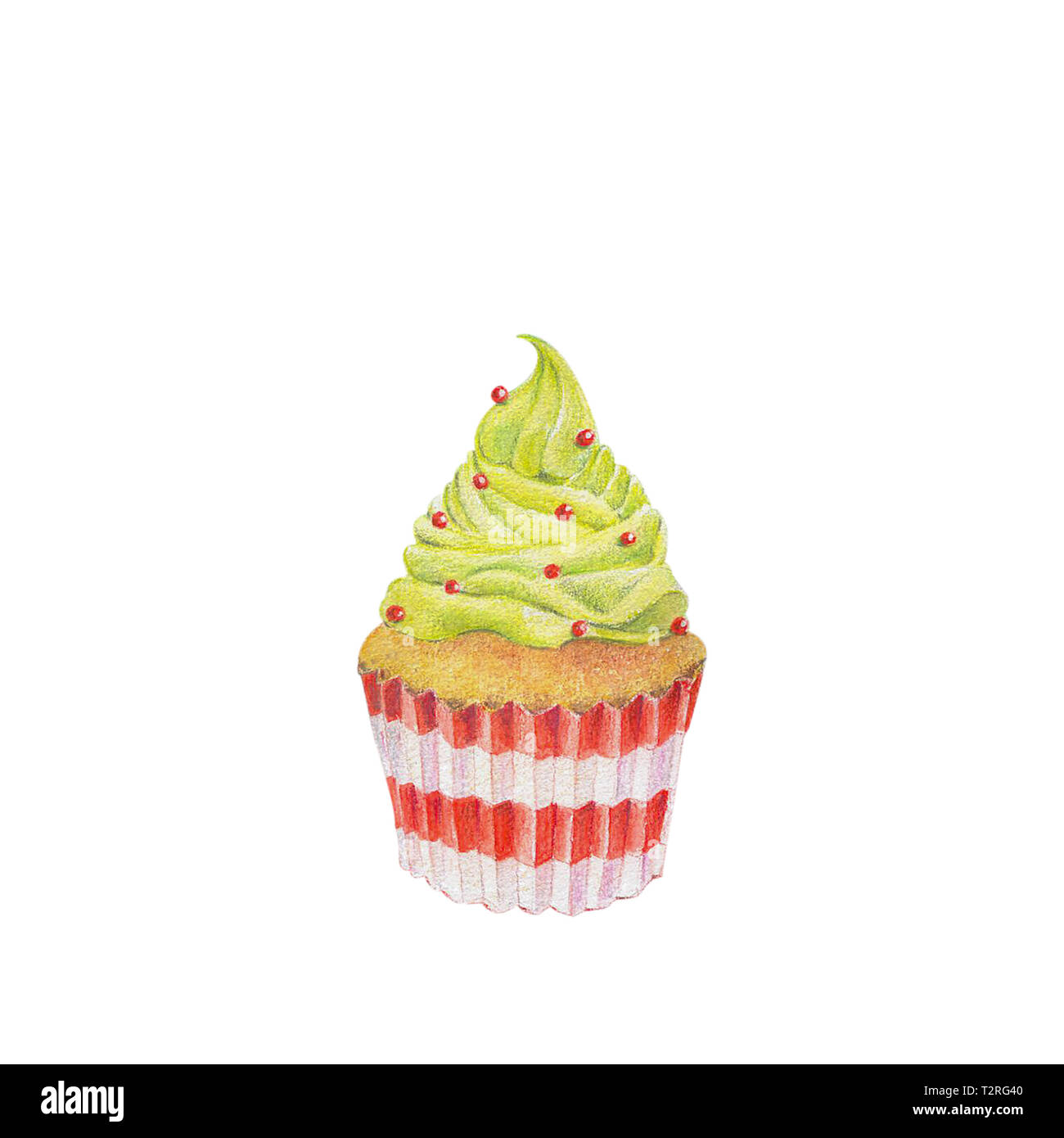 Hand-drawn watercolor of cupcakes isolated on white background, dessert ...