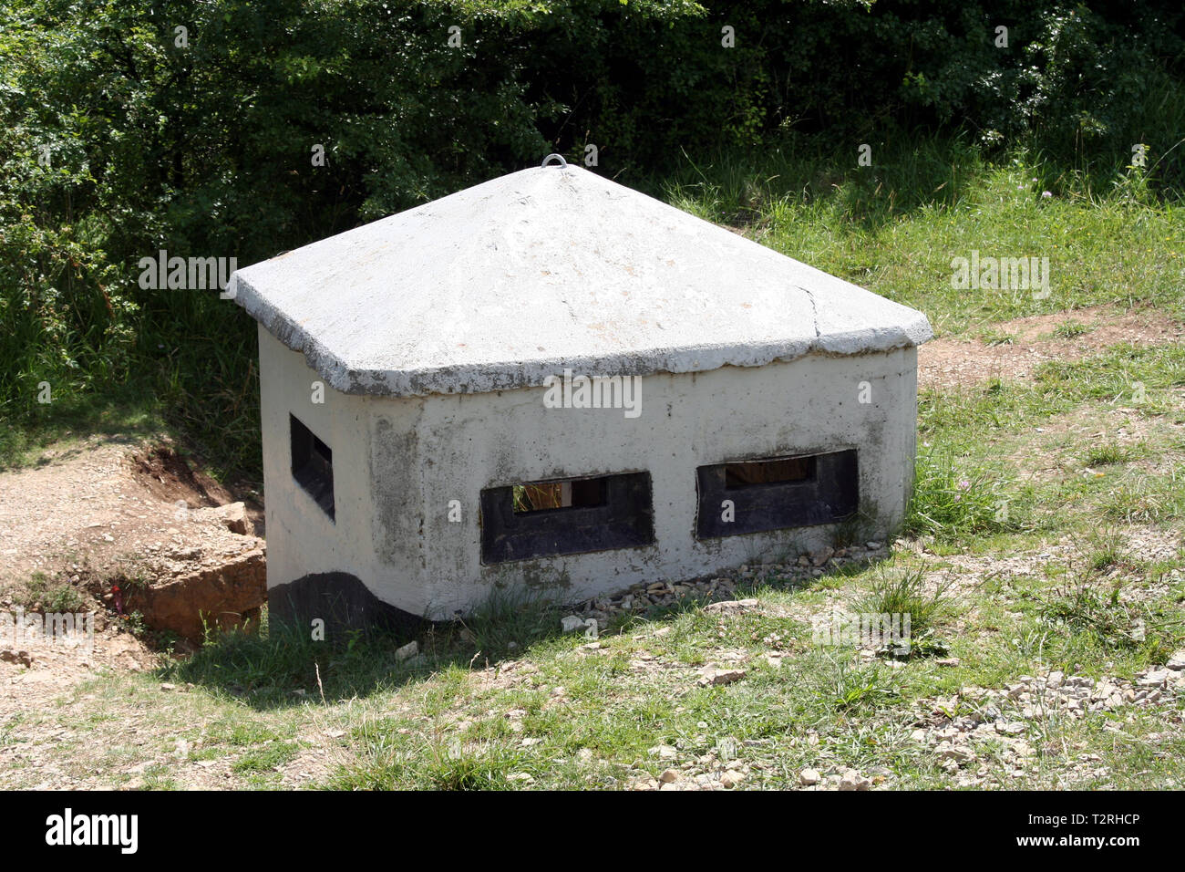 A bunker of the former GDR border police facilities. Stock Photo