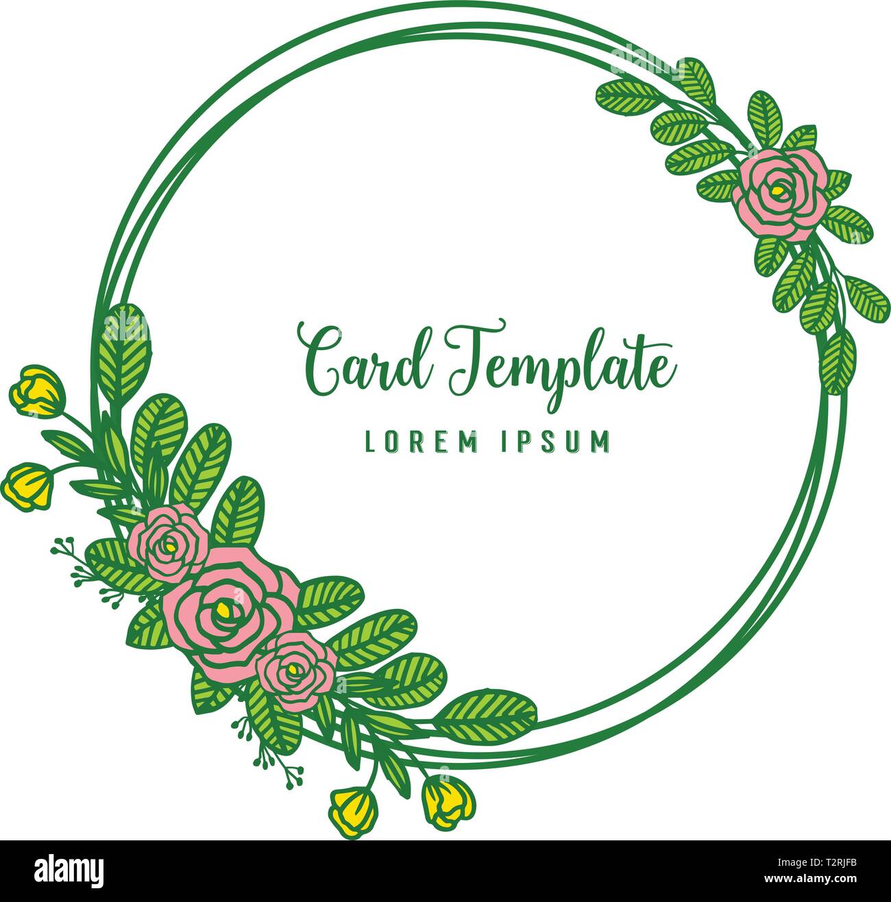 Vector illustration design card template with elegant green leafy ...