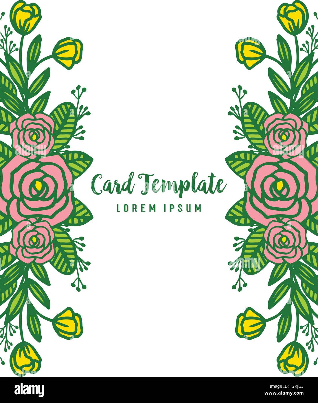 Vector illustration design card template with elegant green leafy ...