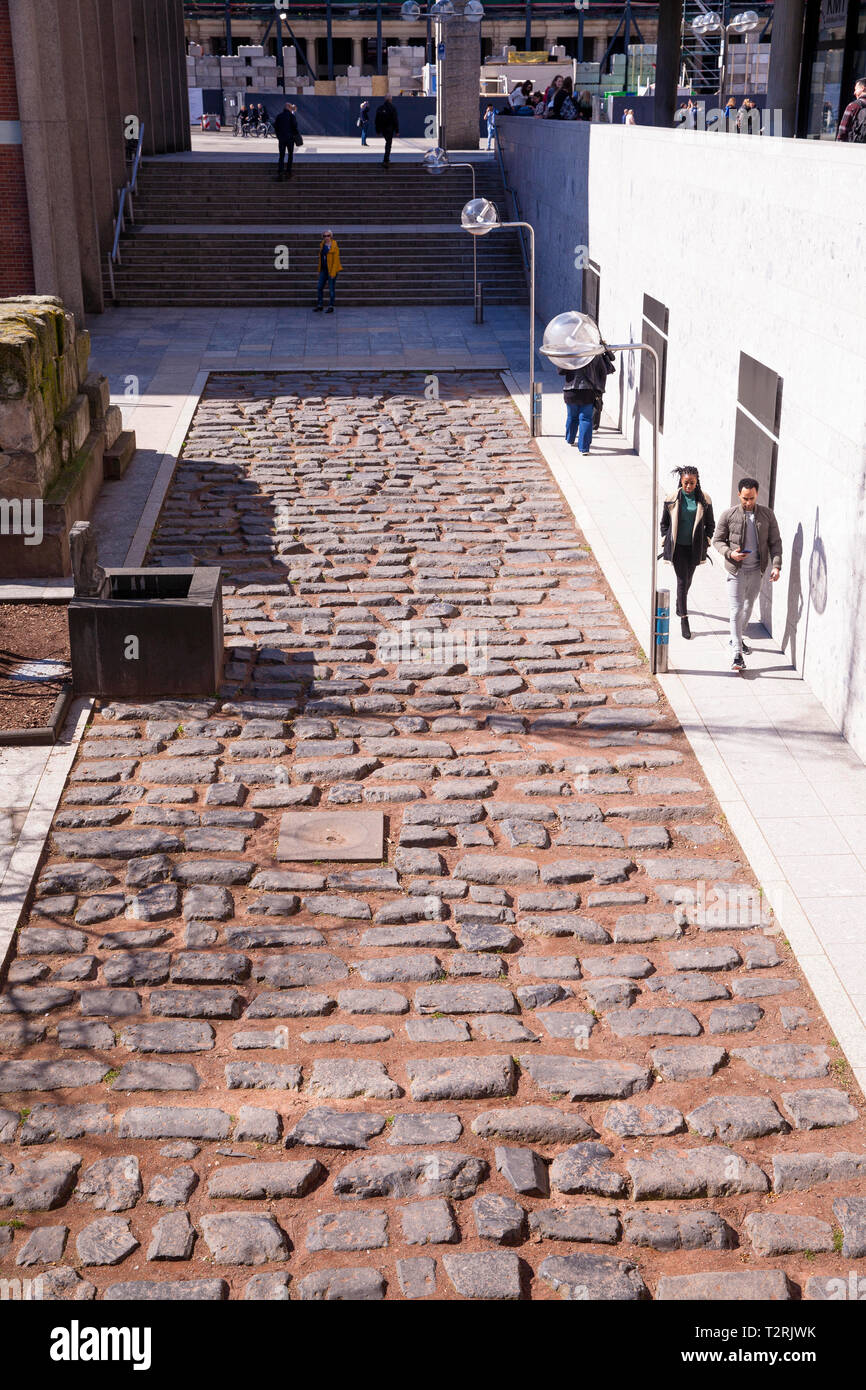 Germany, Cologne, old Roman harbor street near the cathedral.  Deutschland, Koeln, alte roemische Hafenstrasse nahe Dom. Stock Photo
