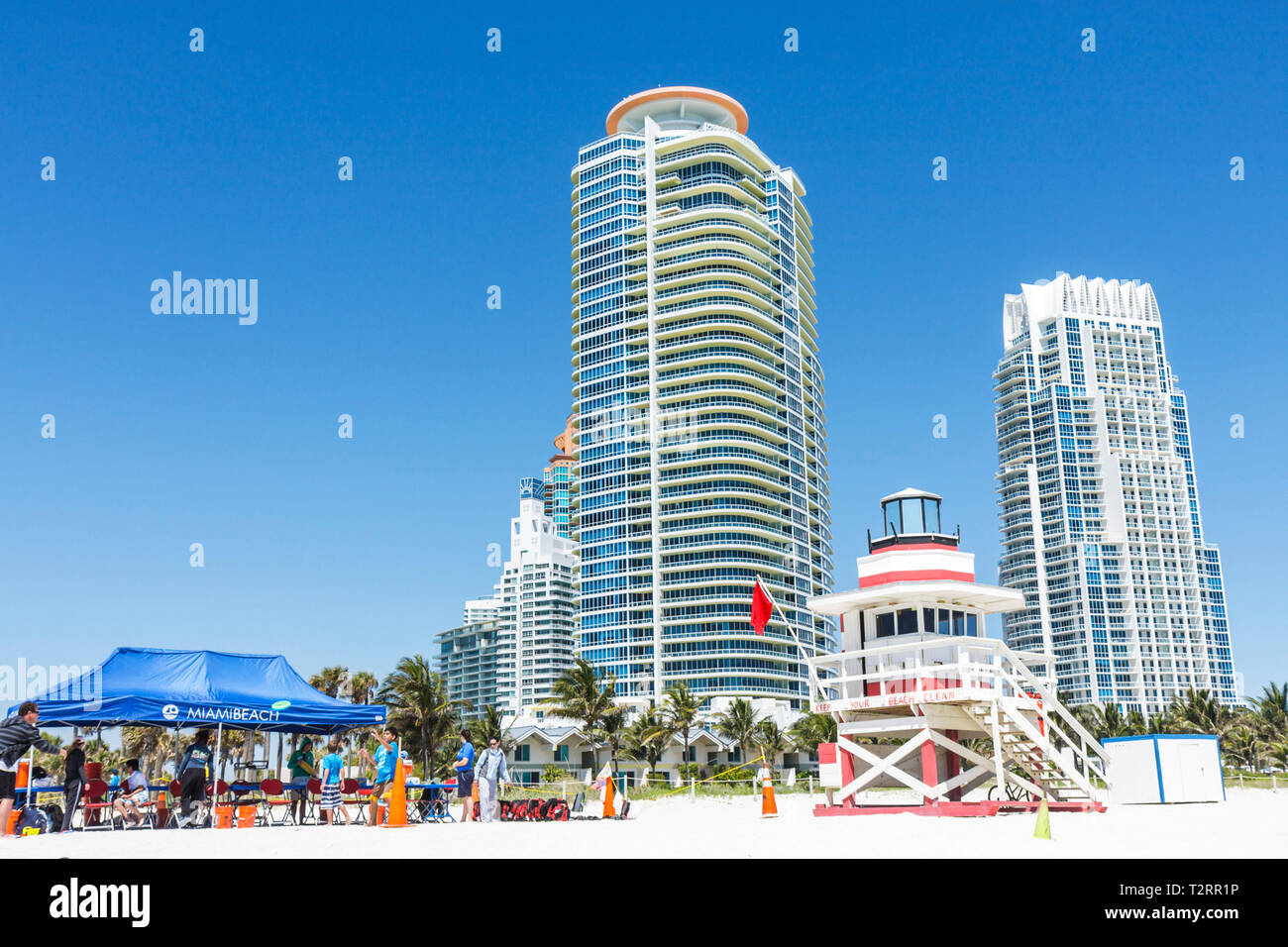 Miami Beach Florida,Atlantic Ocean,water,Recreation Department Surf Camp,high functioning autism,Aspergers Syndrome,PDD NOS,tent,group,boy boys male k Stock Photo